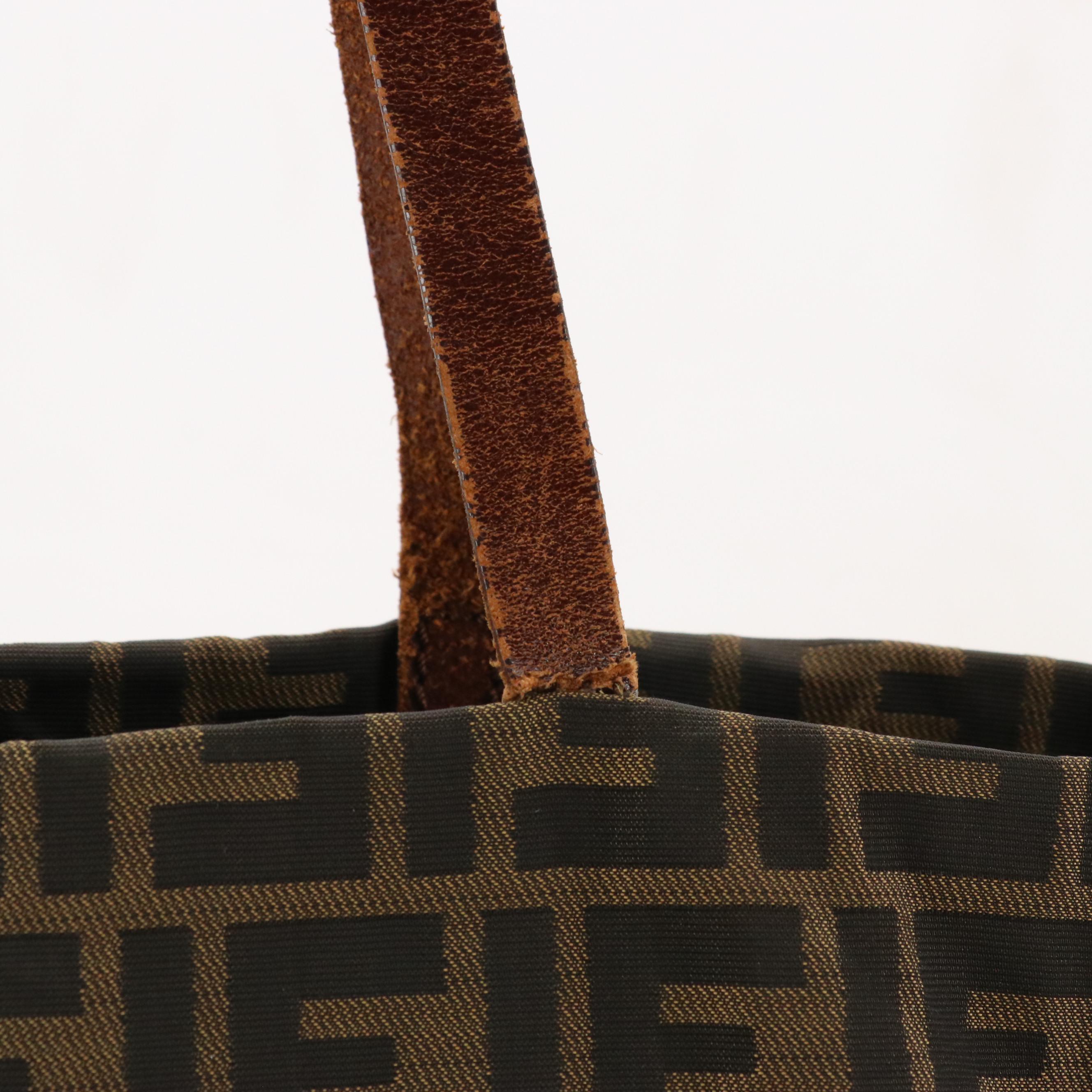 Fendi Tote in Zucca Jacquard Canvas and Leather