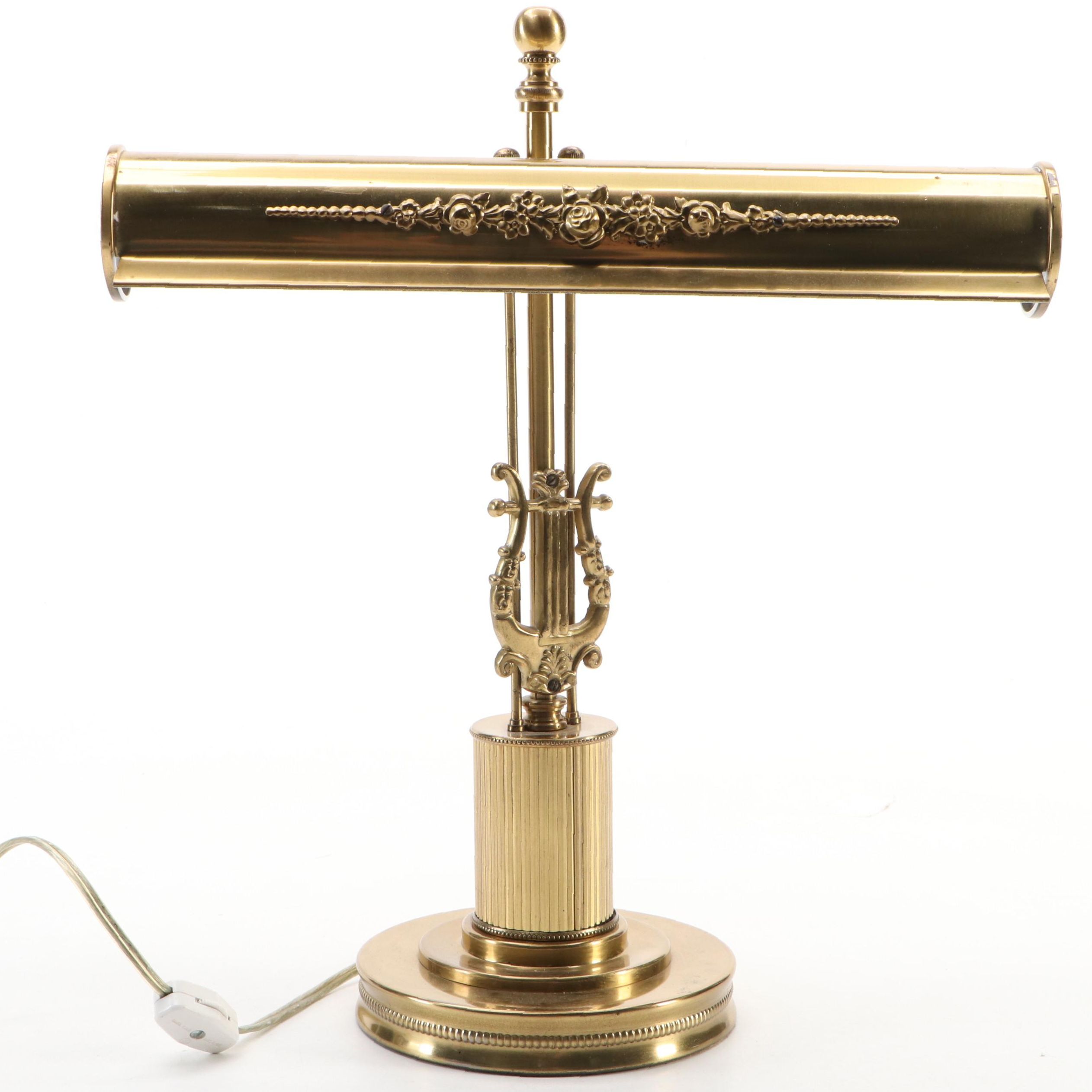 Victorian Style Brass Piano or Reading Lamp, Vintage