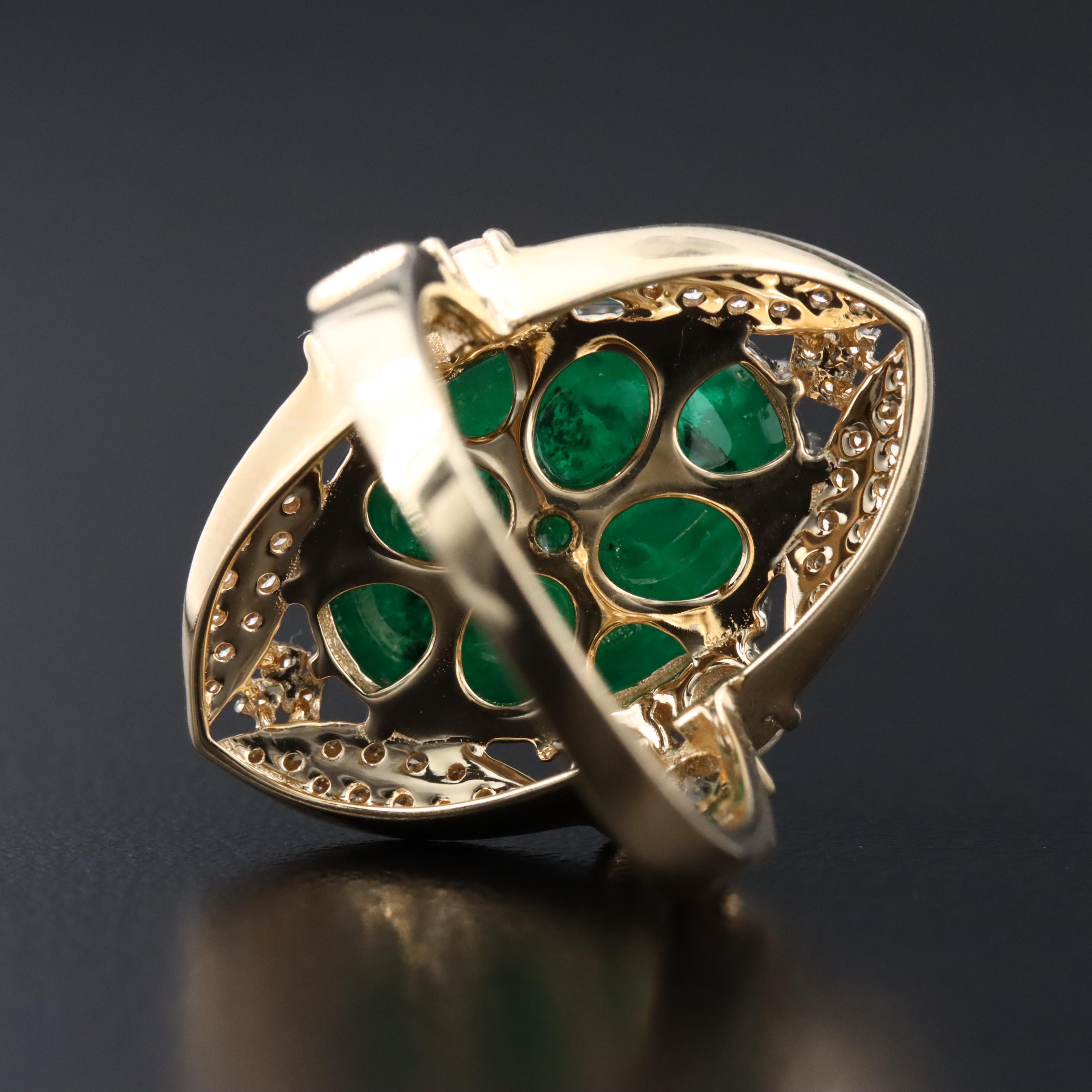 14K 10.54 CT Emerald, White Sapphire and Diamond Ring with IGI Report