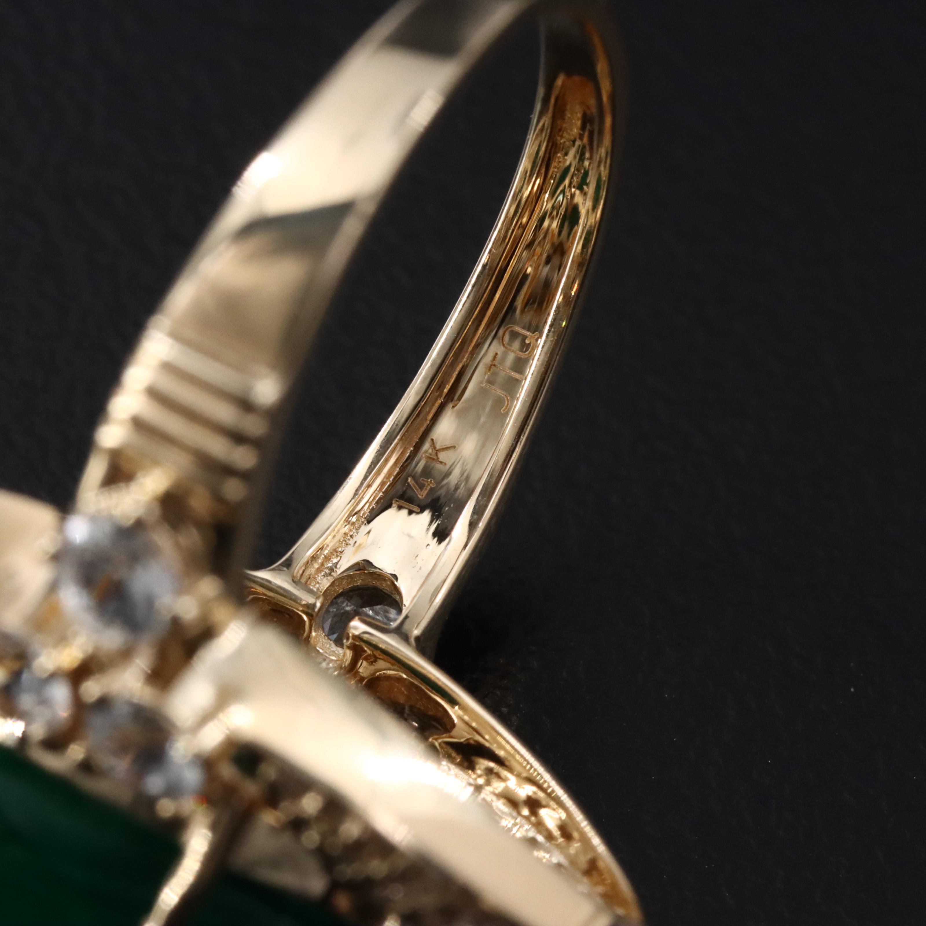 14K 10.54 CT Emerald, White Sapphire and Diamond Ring with IGI Report