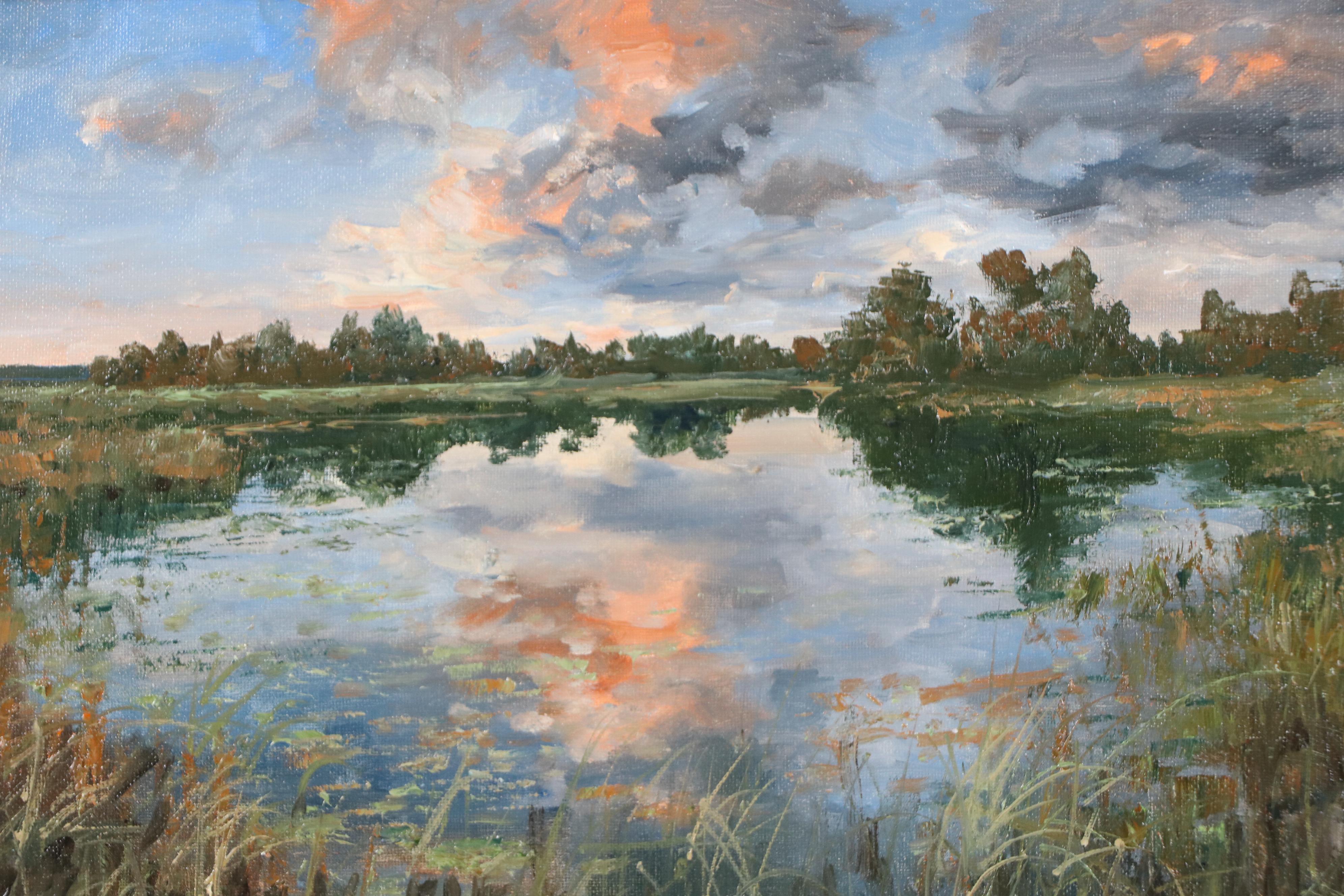 Garncarek Aleksander Pond Landscape Oil Painting, 2025