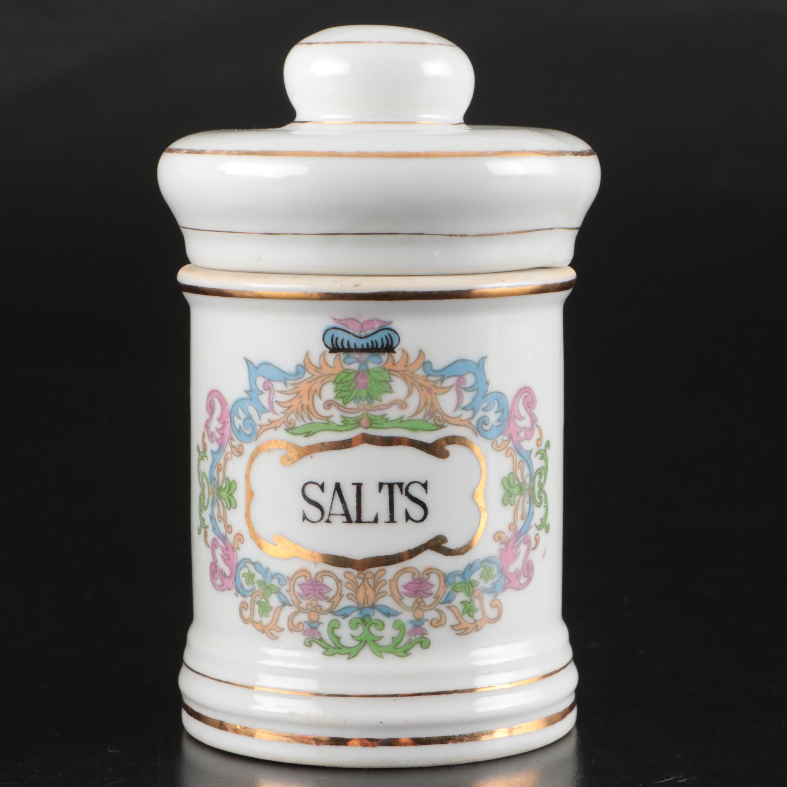 Victorian Style Porcelain "Salts" Apothecary Jars, 20th Century