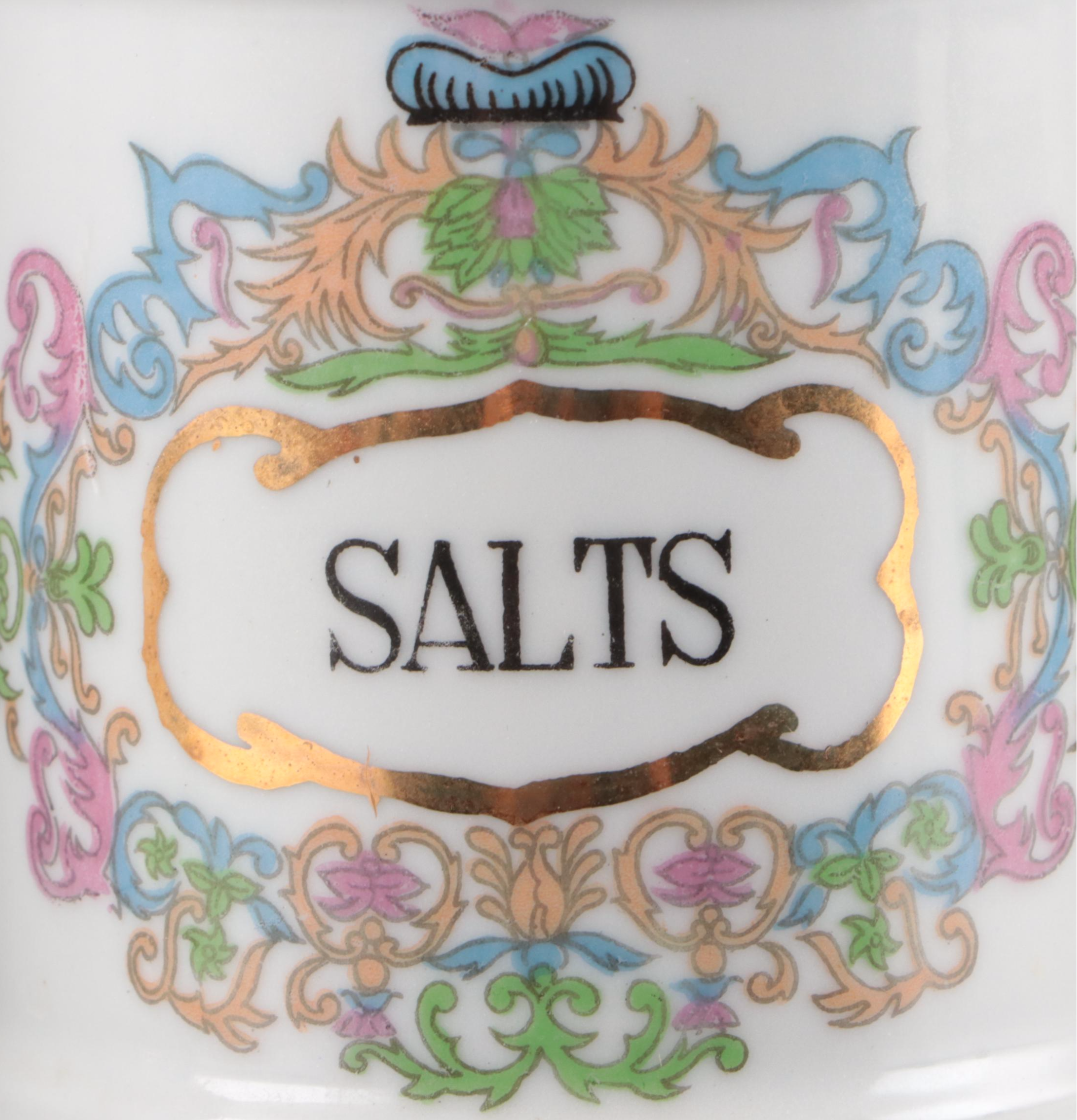 Victorian Style Porcelain "Salts" Apothecary Jars, 20th Century