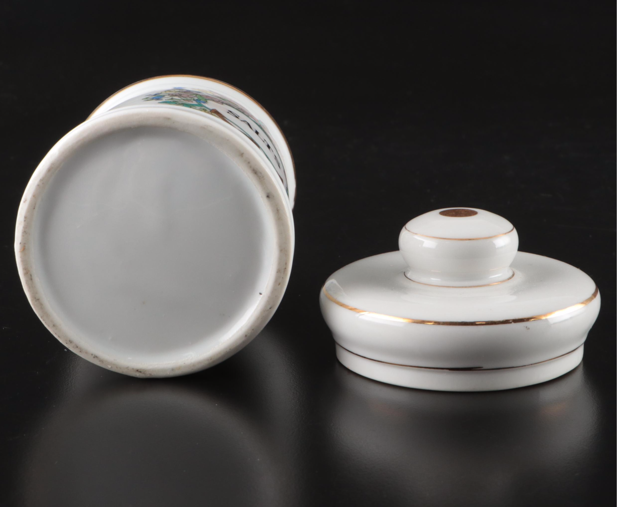 Victorian Style Porcelain "Salts" Apothecary Jars, 20th Century