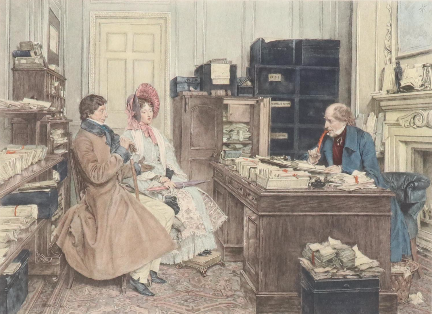 Engravings After Walter Dendy Sadler "The New Will" and "A Little Mortgage"