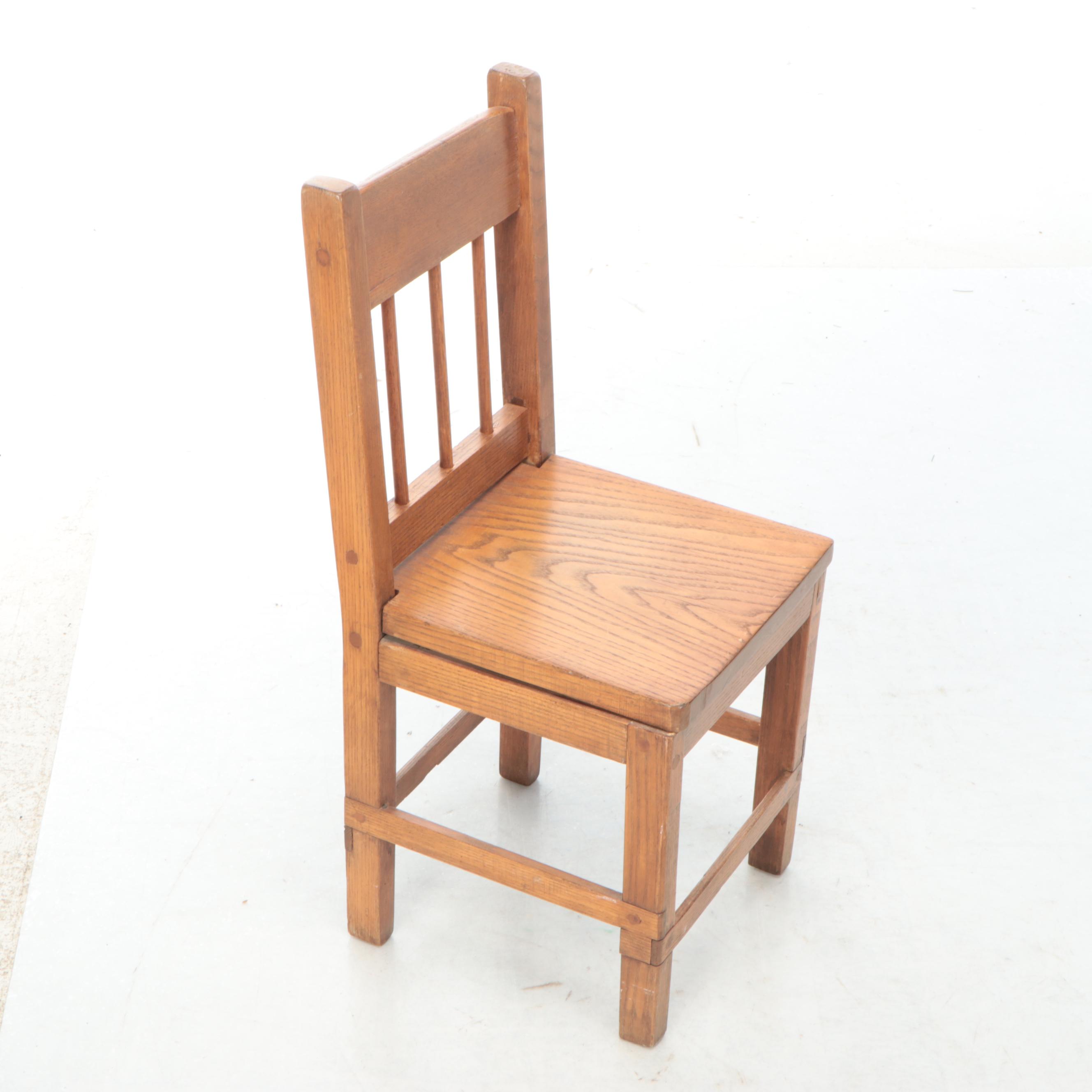 Rustic Style Wood Chair and Bucket with Iron Flat Irons and Other Wood Décor