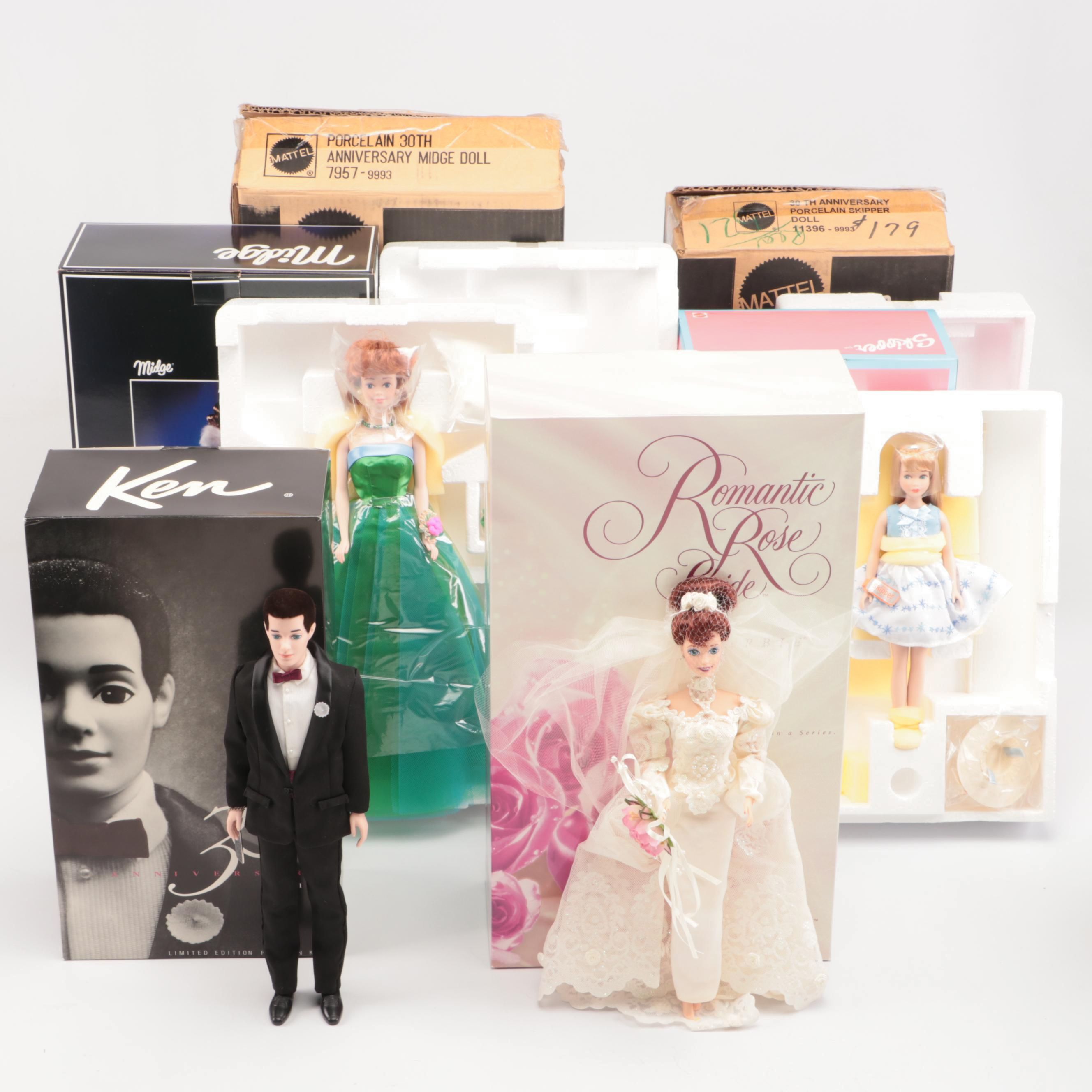 Mattel "Romantic Rose Bride" Barbie with 30th Anniversary Ken, Midge and Skipper