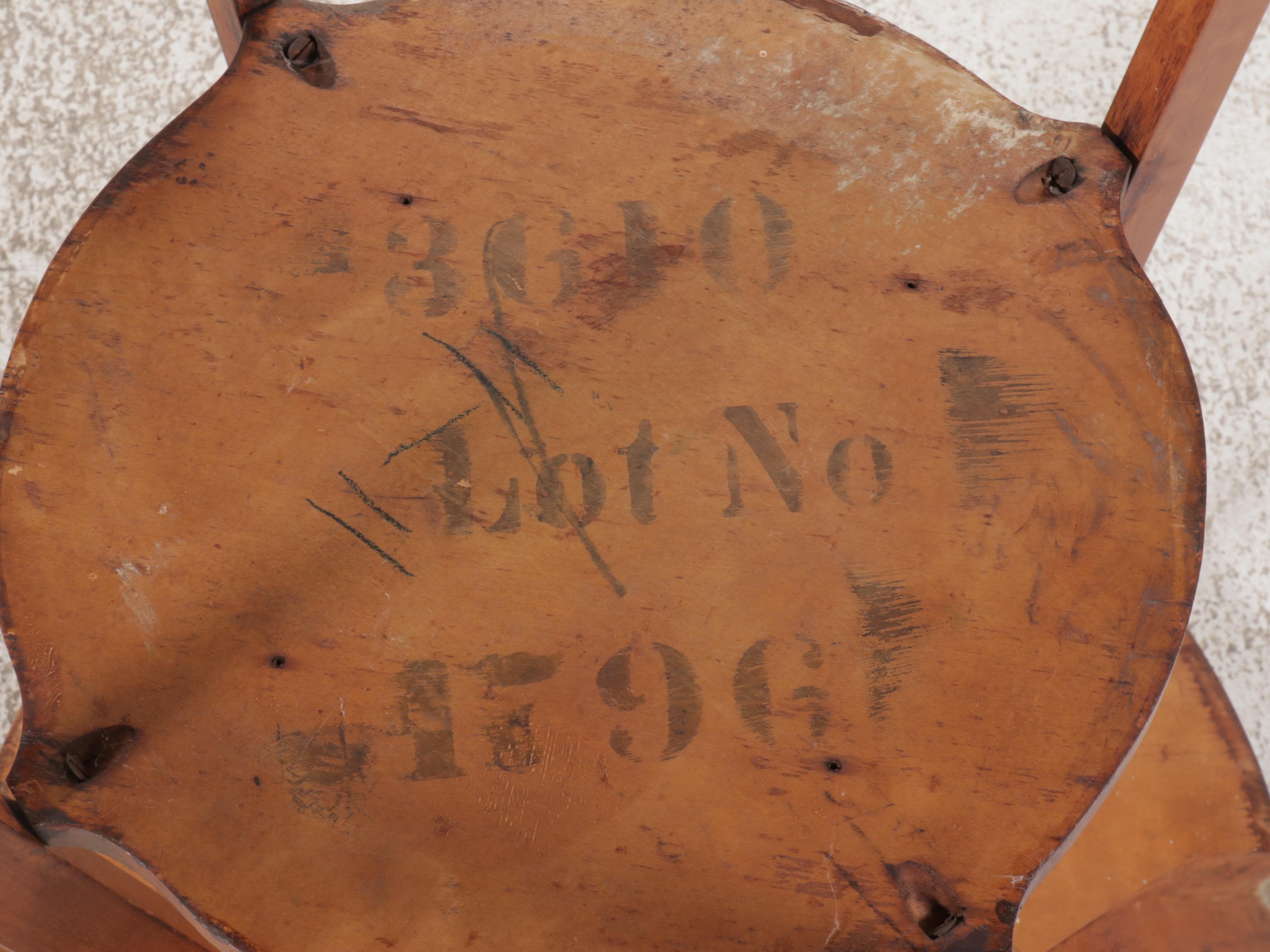 Empire Style Elbow Chair with Rush Seat and Two-Tier Table