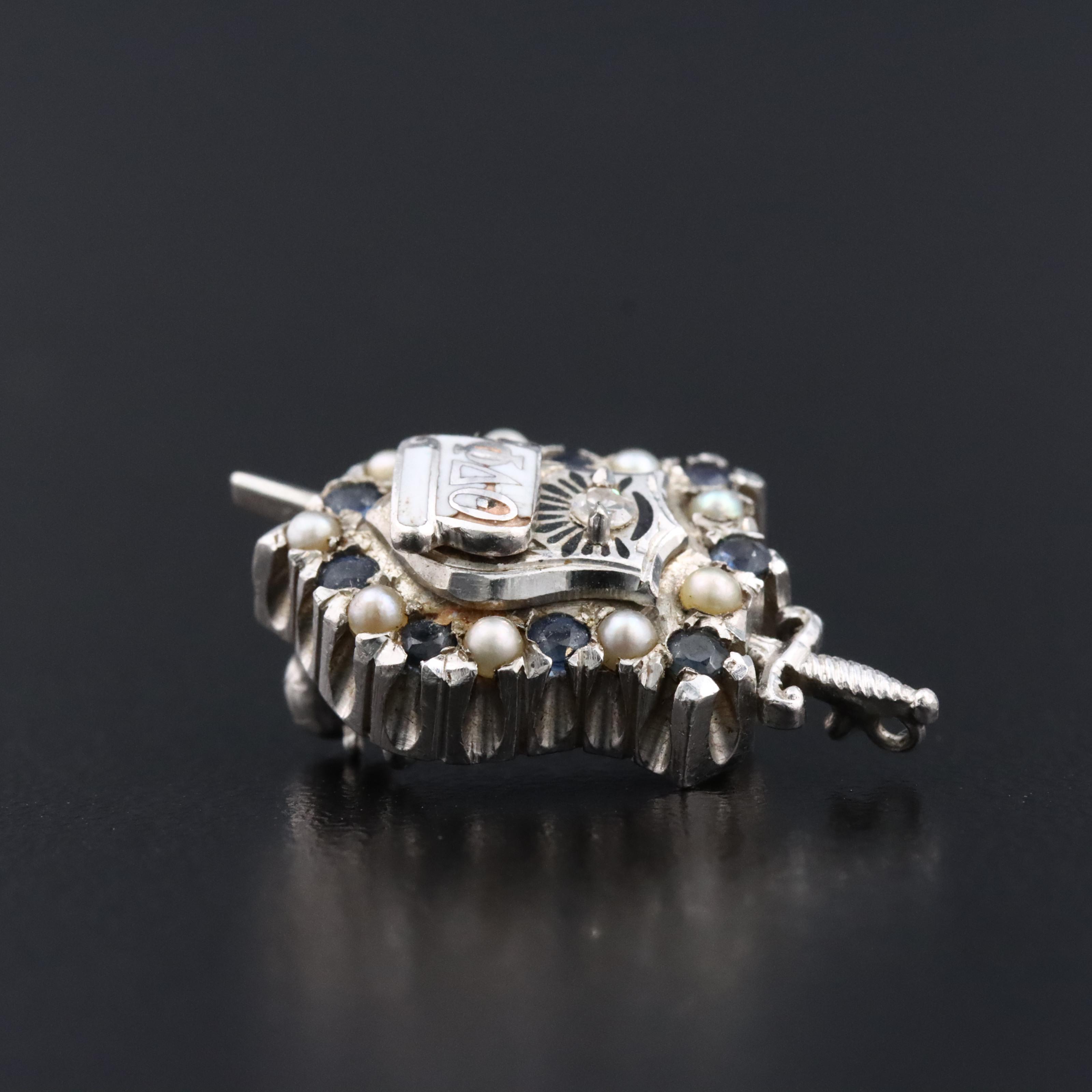 10K Phi Delta Theta Diamond, Seed Pear and Sapphire Pin