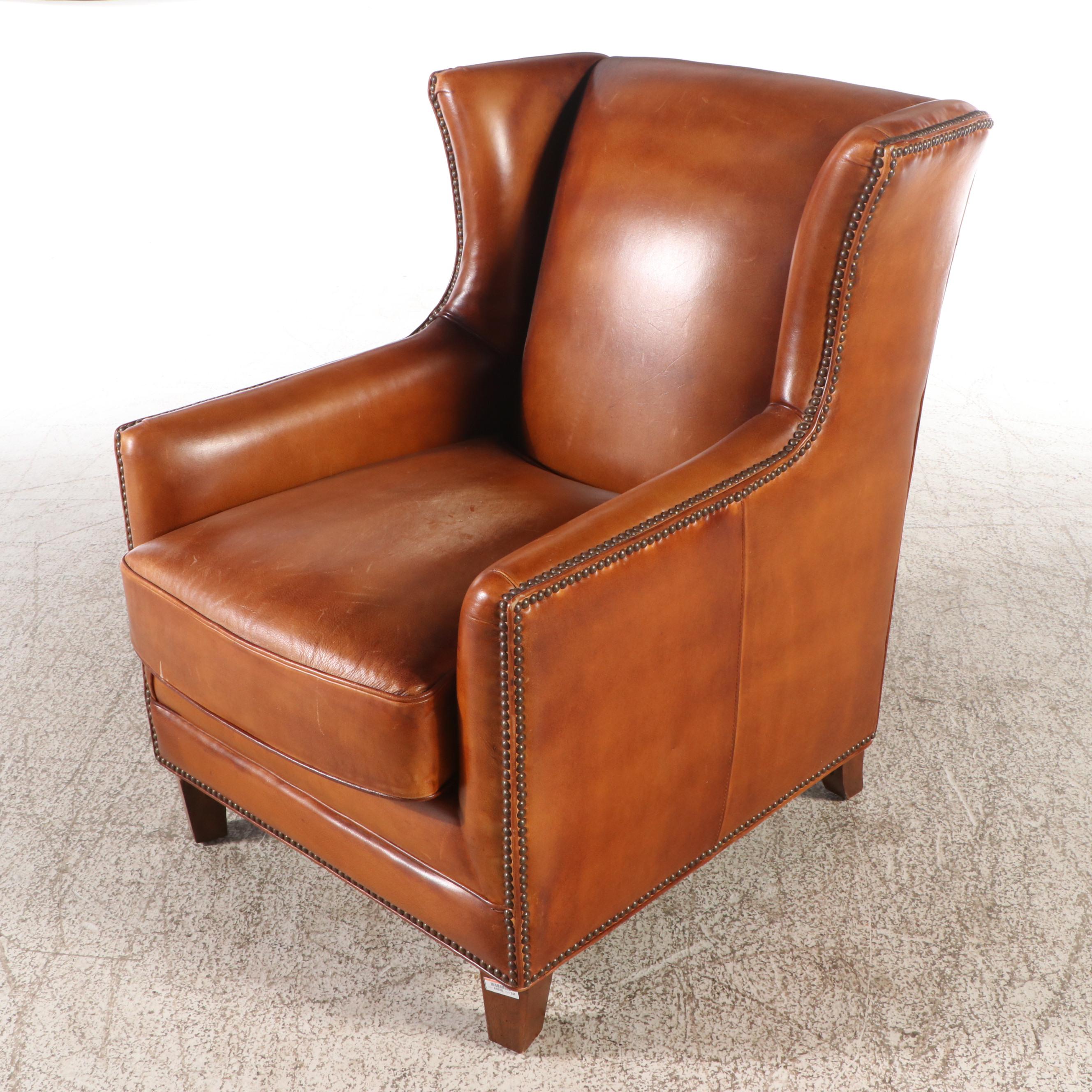Barcalounger Way Phillips Leather Club Chair with Nail Head Trim