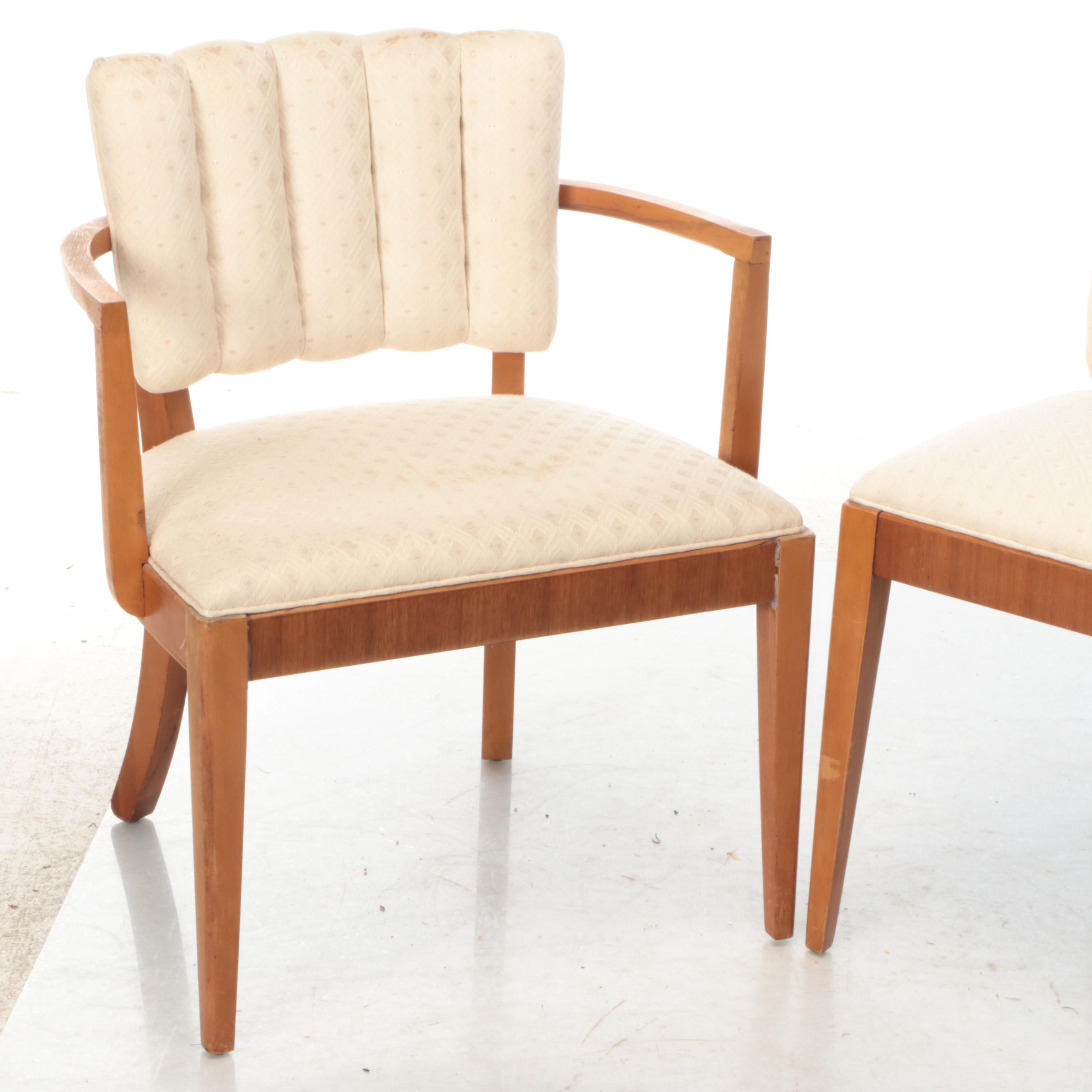Mid Century Modern Upholstered Armchair and Side Chair