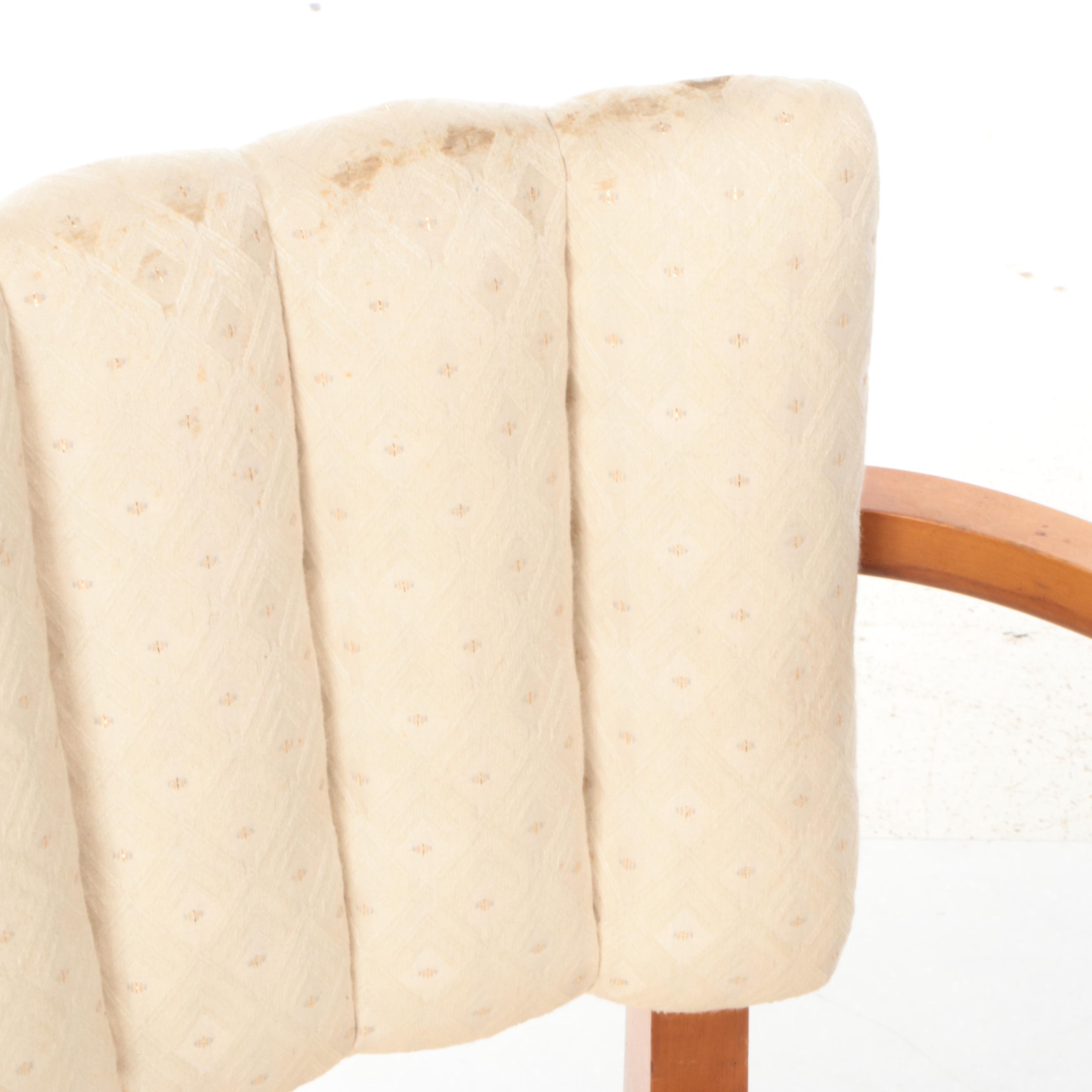 Mid Century Modern Upholstered Armchair and Side Chair