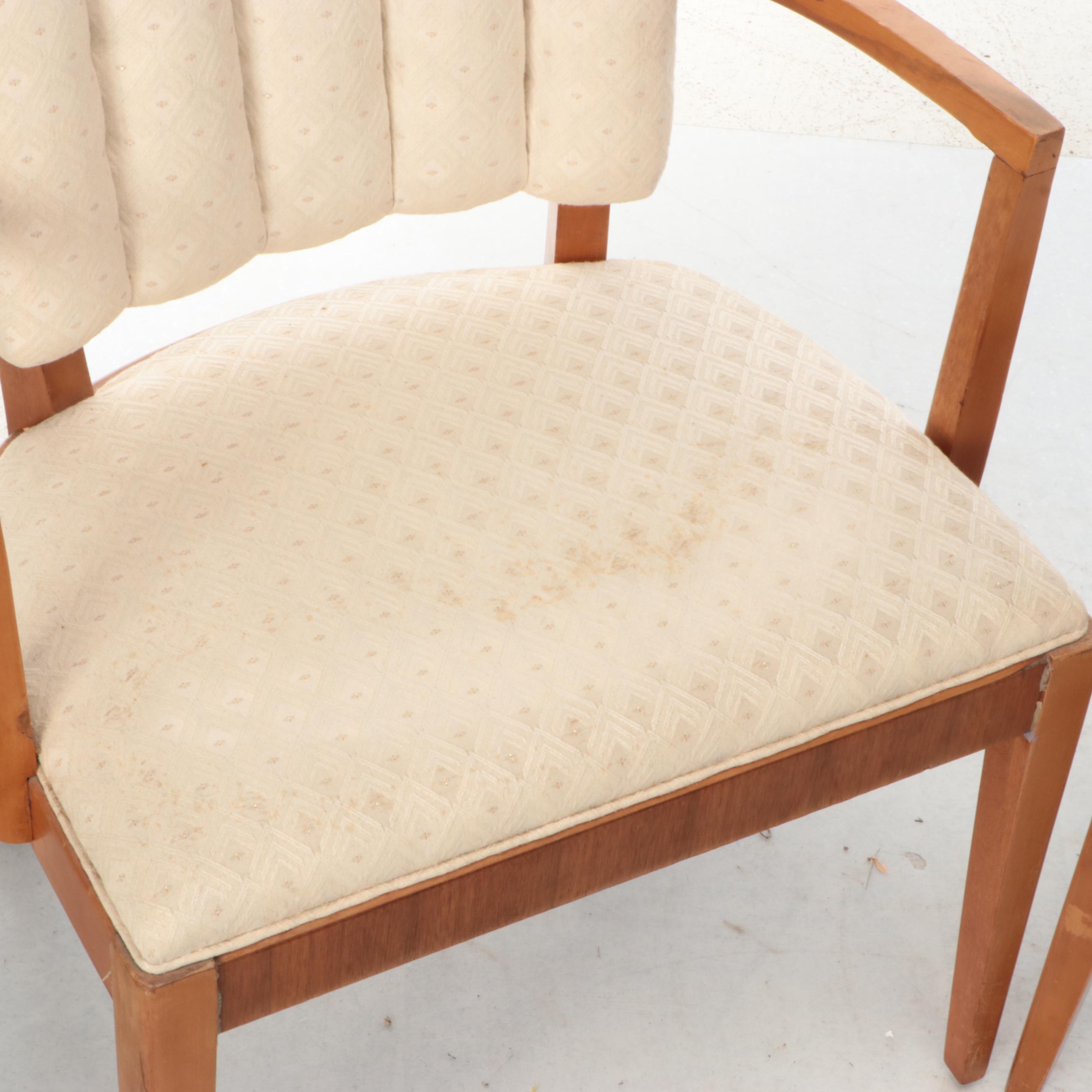 Mid Century Modern Upholstered Armchair and Side Chair