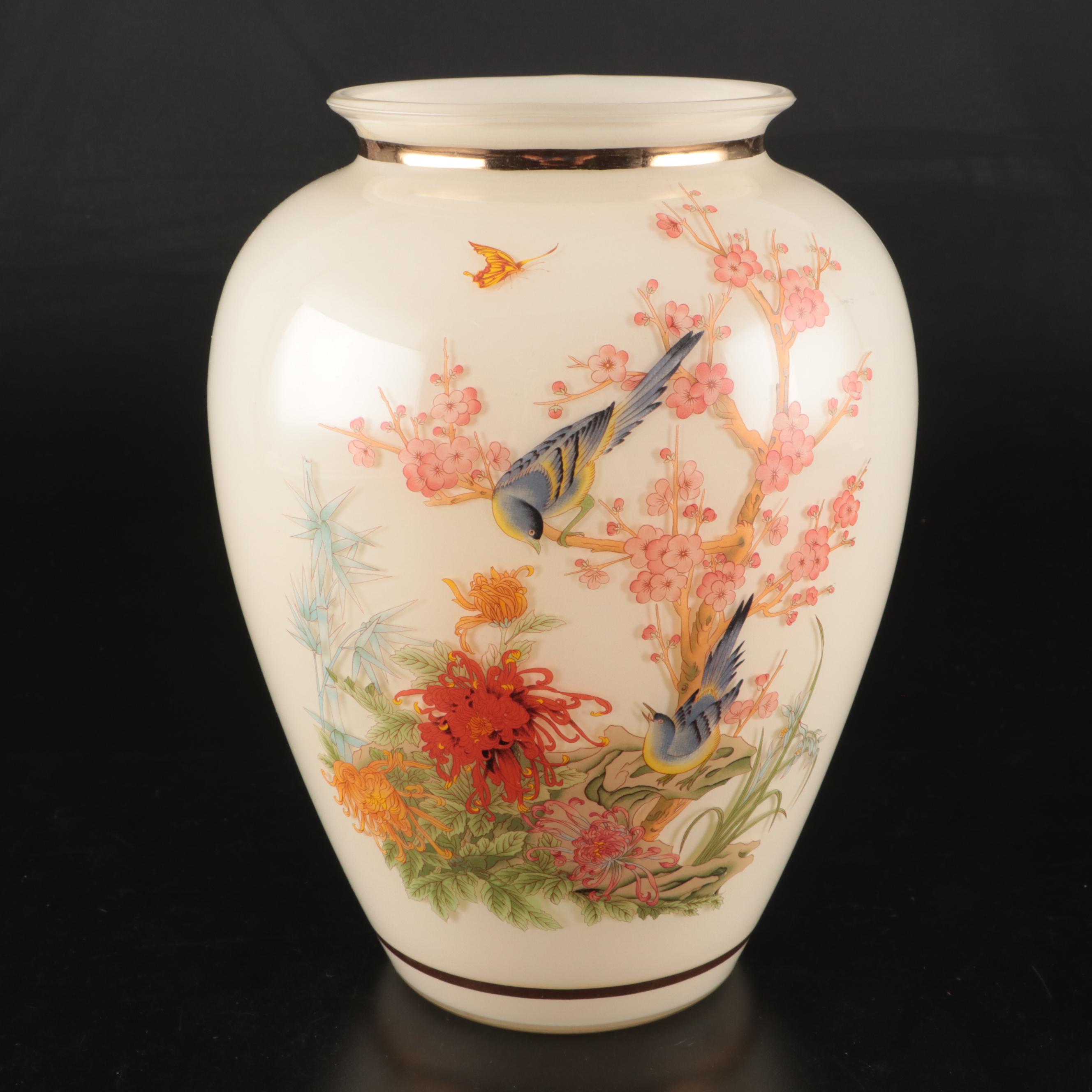 Chinese Theme Transfer-Decorated Glass Vase