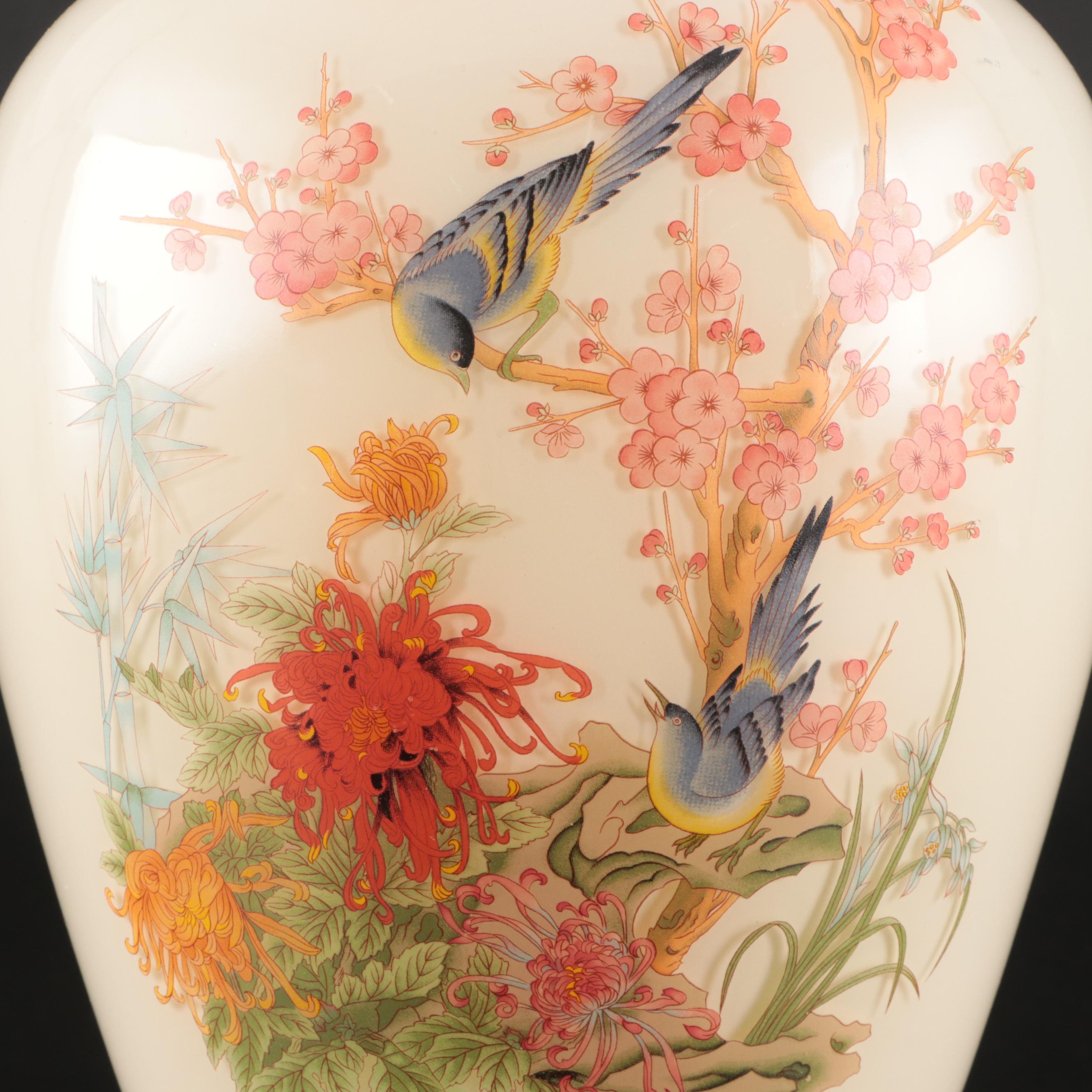 Chinese Theme Transfer-Decorated Glass Vase