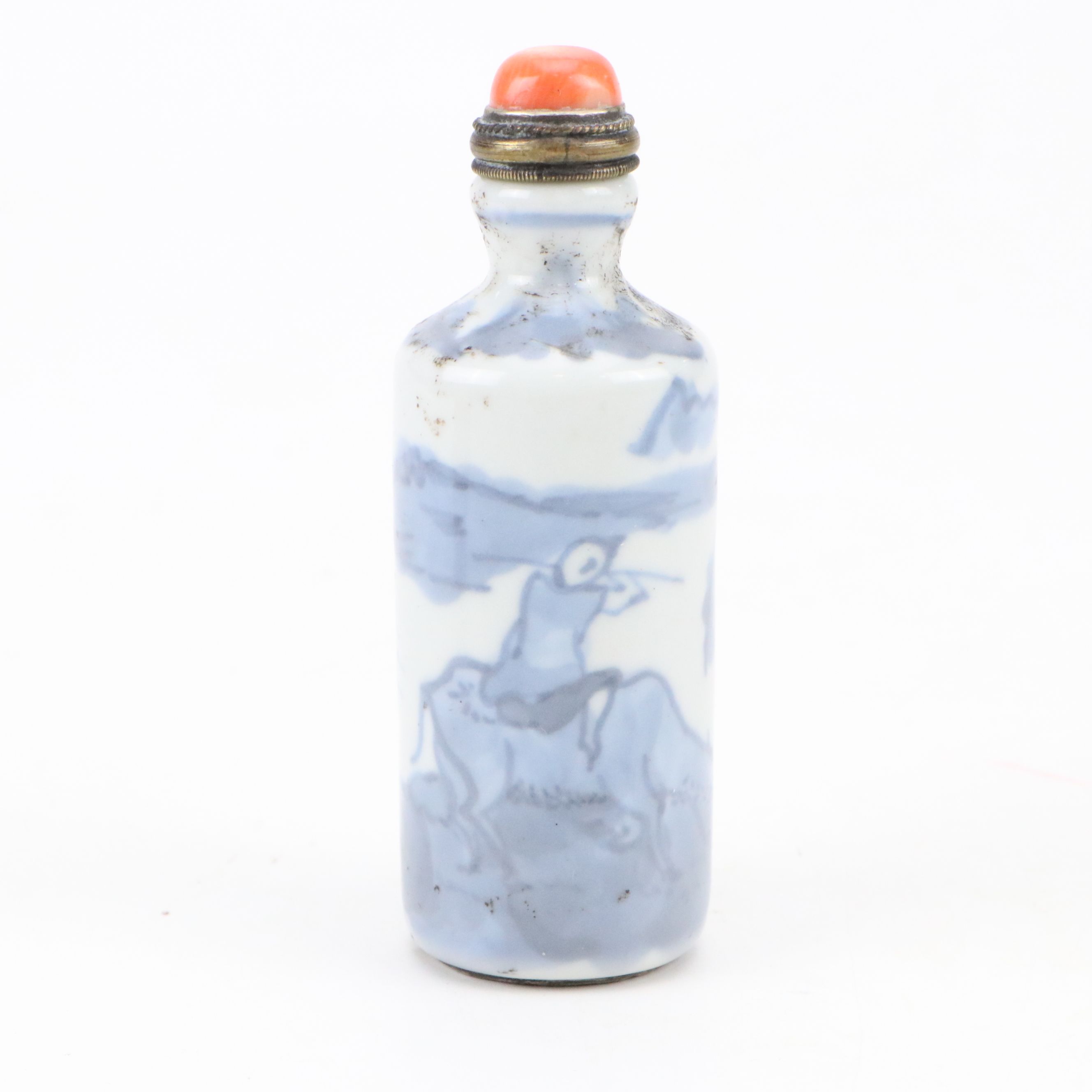 Chinese Hand-Painted Porcelain and Yellow Glass Snuff Bottles