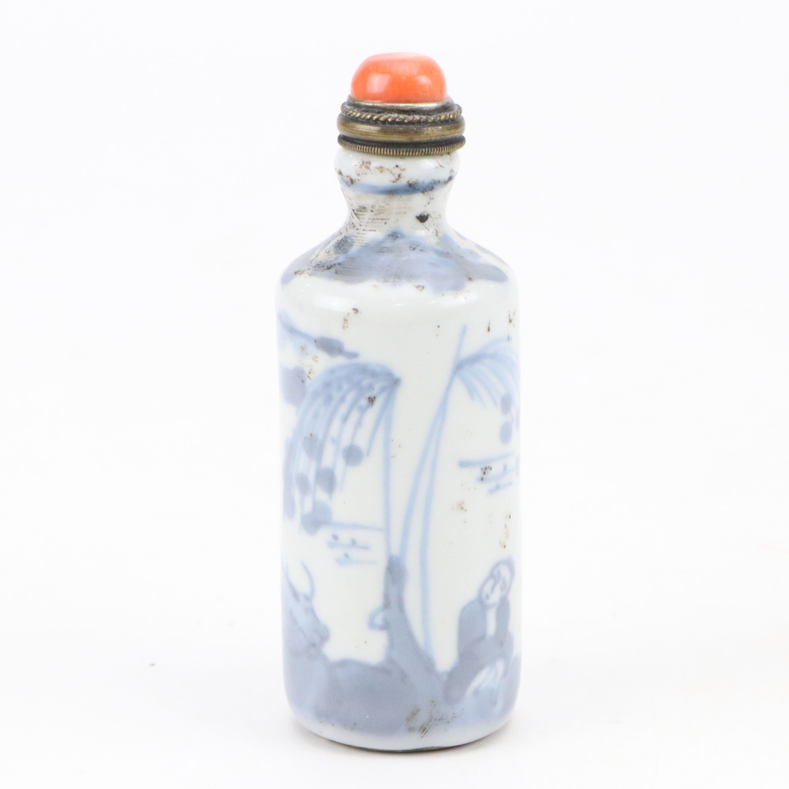 Chinese Hand-Painted Porcelain and Yellow Glass Snuff Bottles