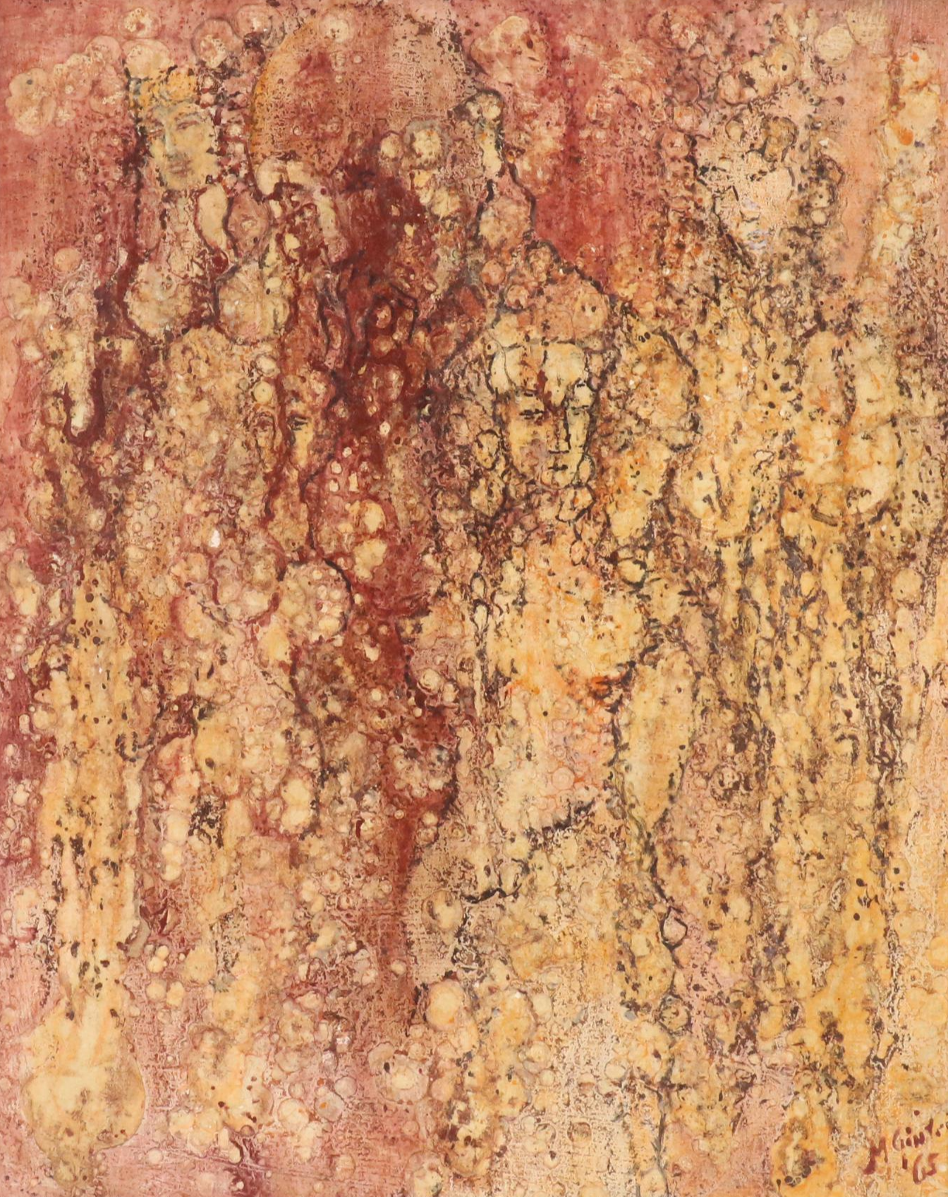 Surrealist Style Figurative Acrylic Painting, 1965