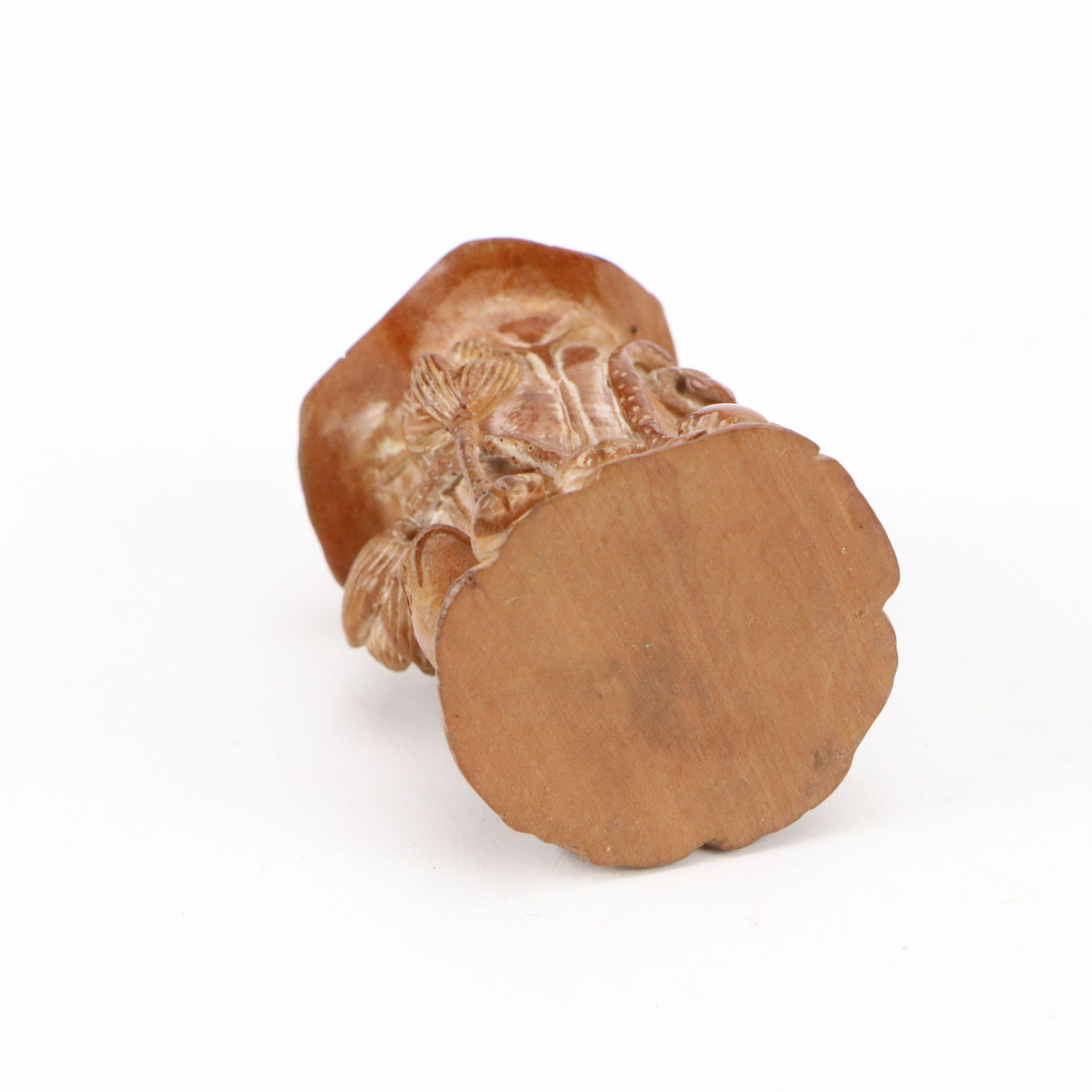 Chinese Hand-Carved Wooden and Nut Pod Snuff Bottles