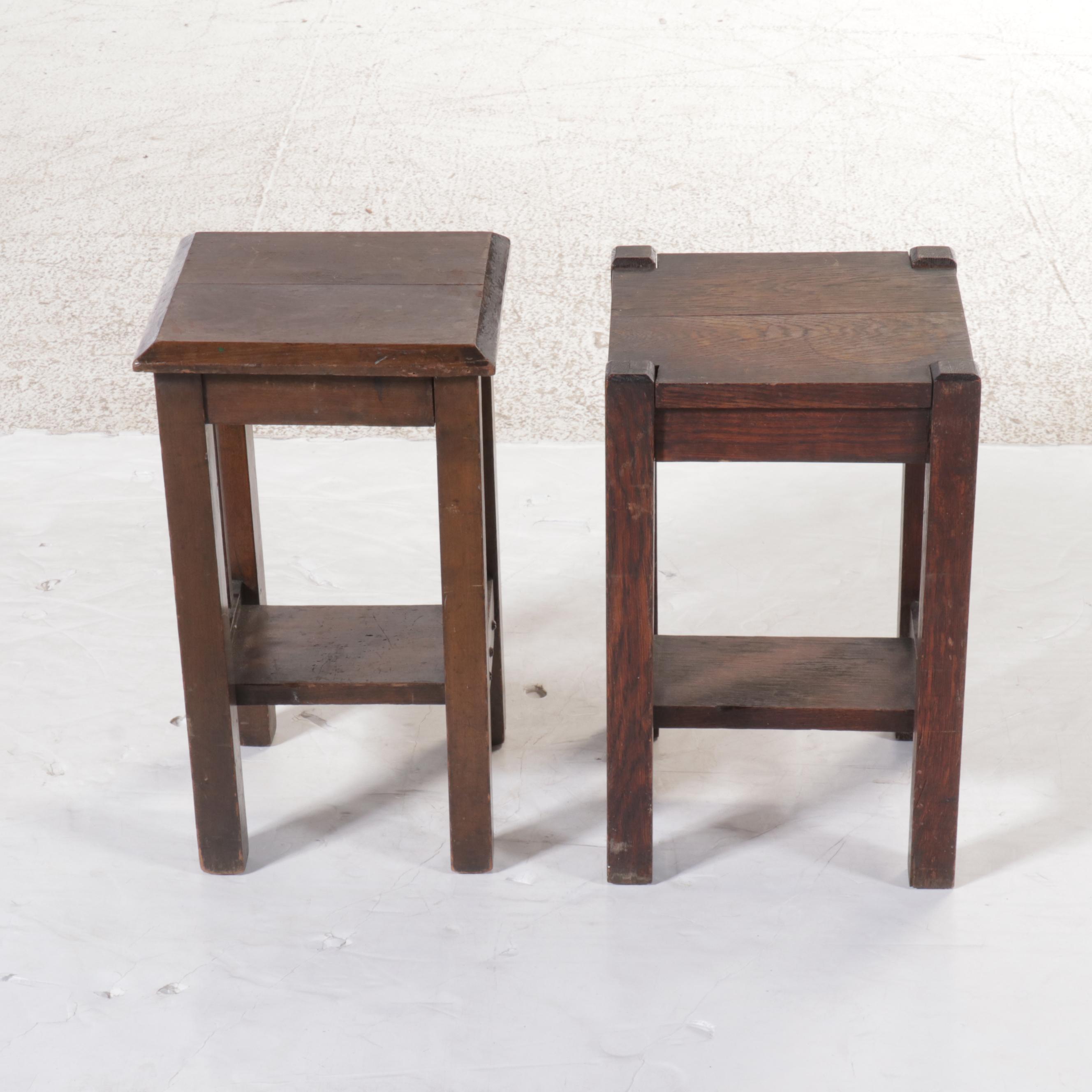Two Arts and Crafts Oak Stands, Early 20th Century