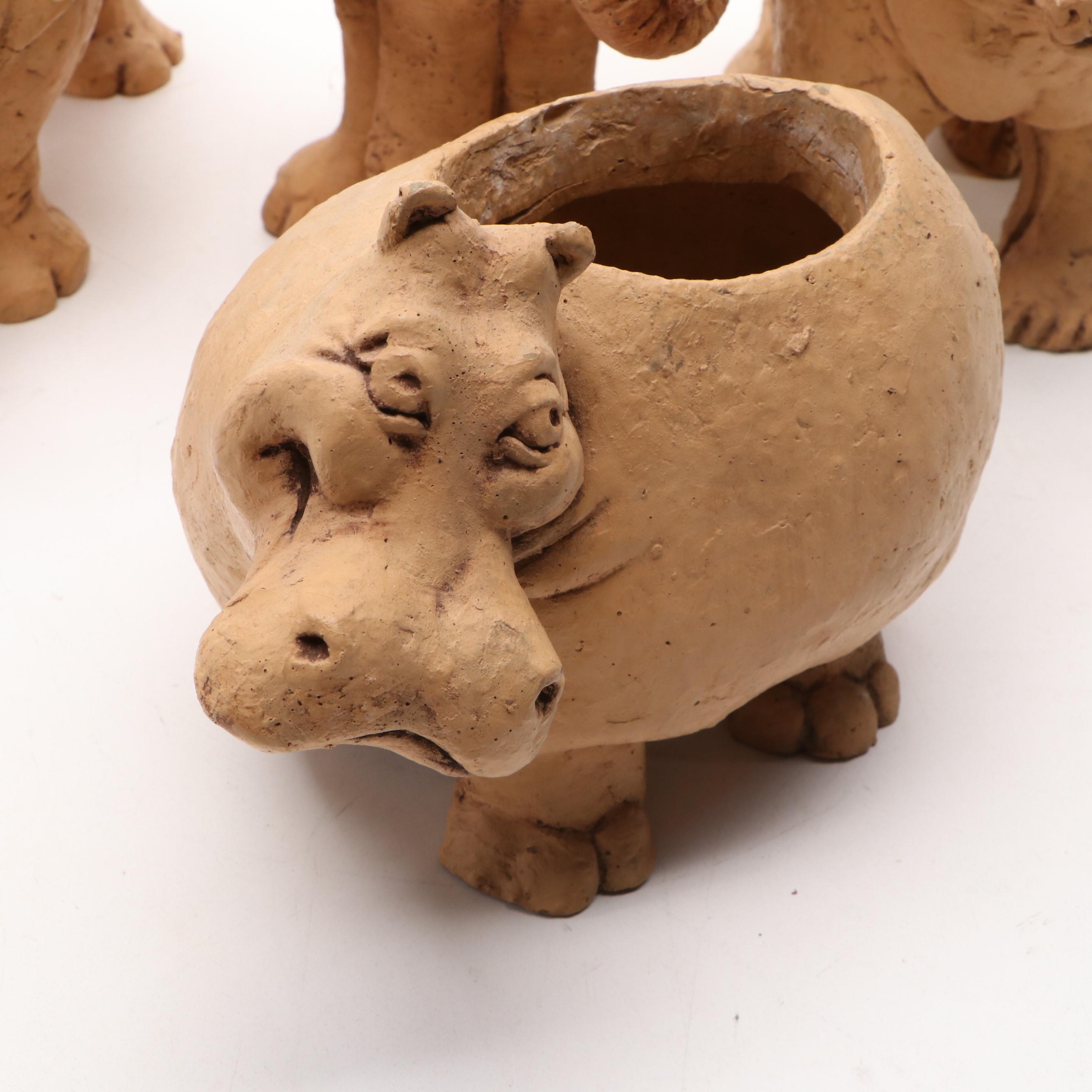 Lee Bortin Art Pottery Ceramic Animal Planters