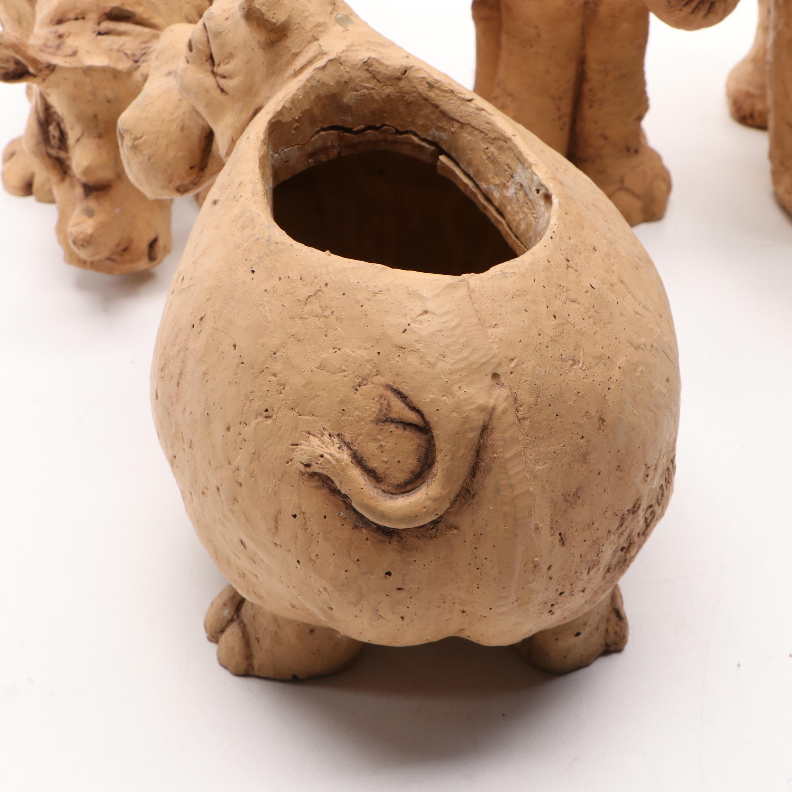 Lee Bortin Art Pottery Ceramic Animal Planters
