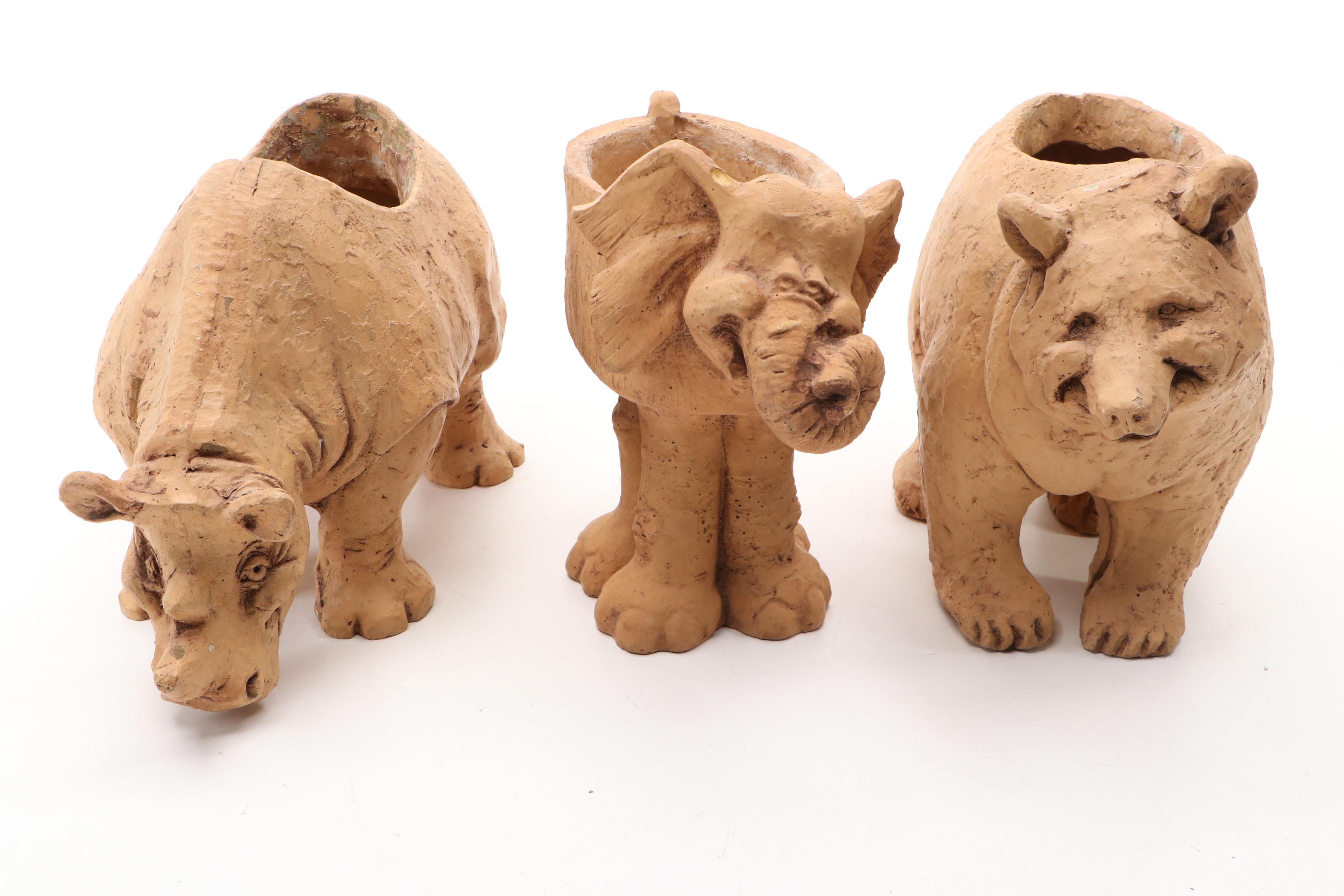 Lee Bortin Art Pottery Ceramic Animal Planters