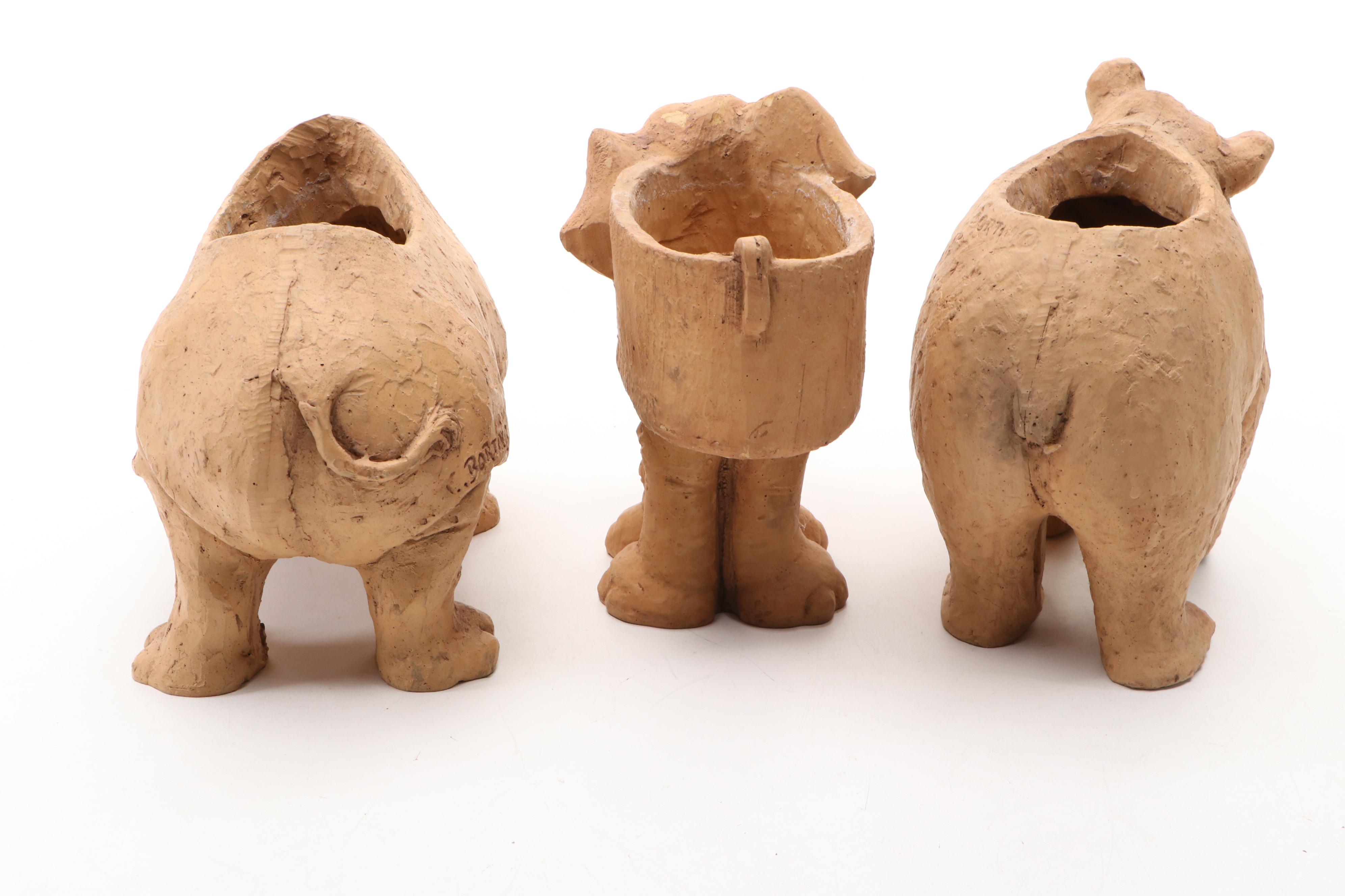 Lee Bortin Art Pottery Ceramic Animal Planters
