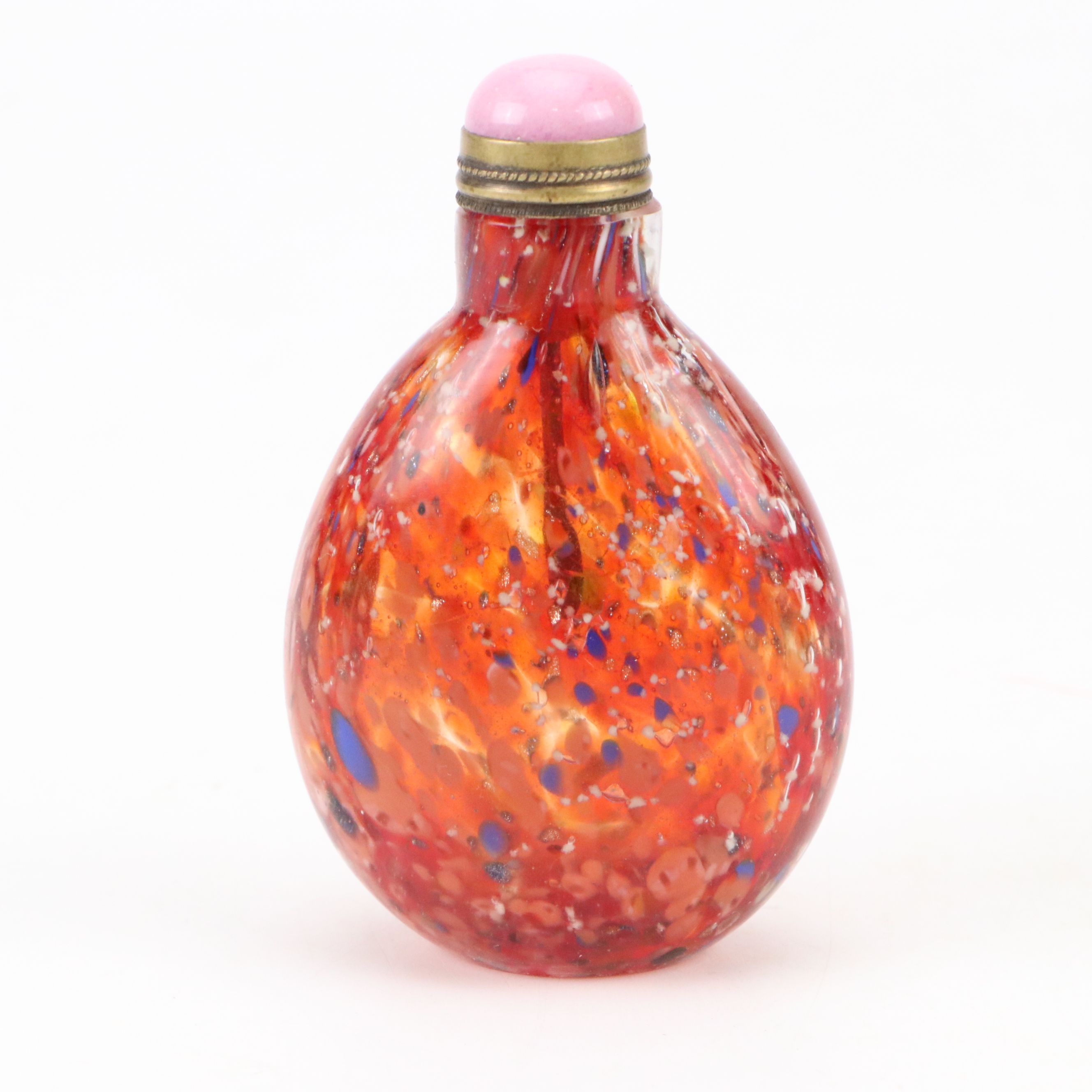 Studio Glass Murrine and End of Day Snuff Bottles with Glass and Coral Stoppers