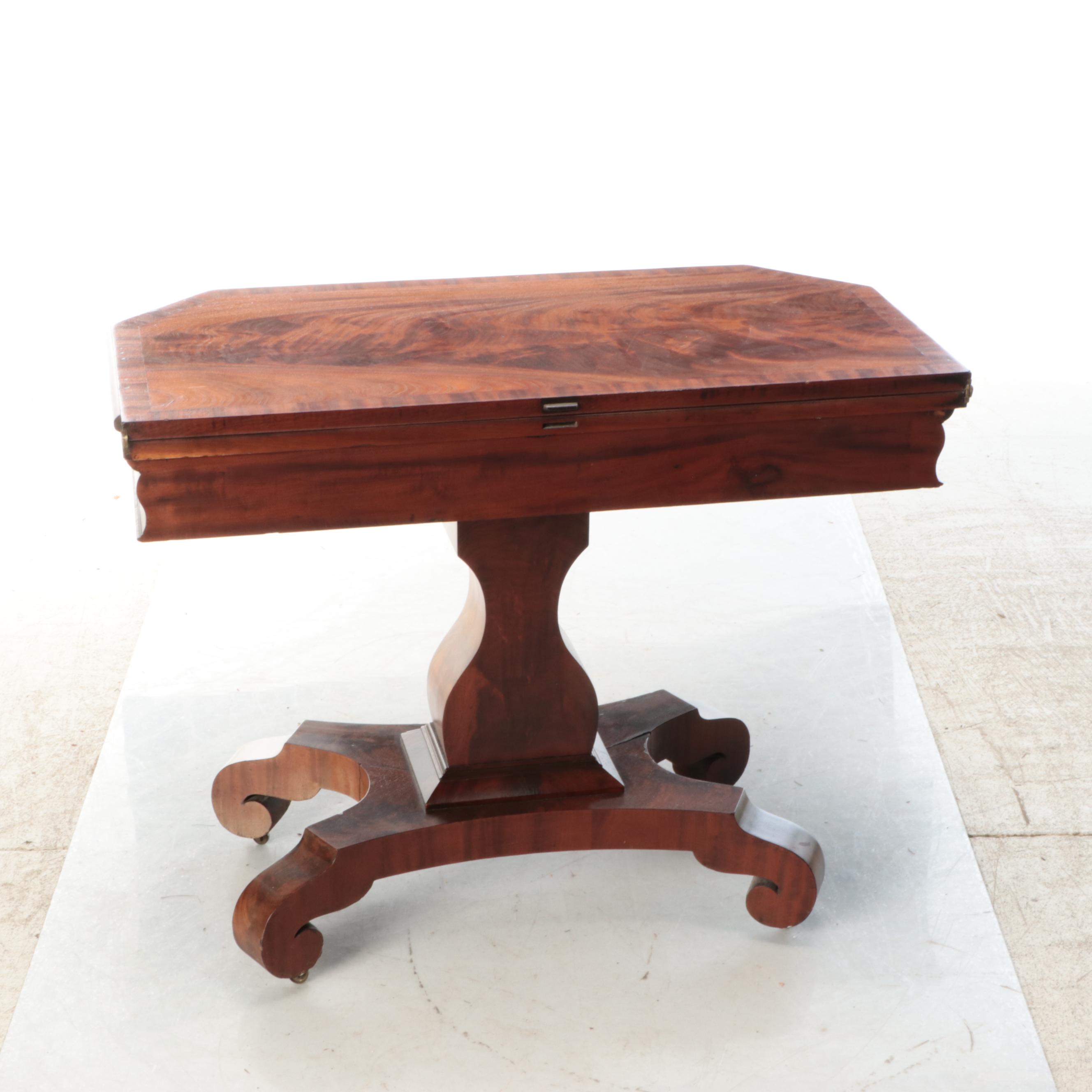 Empire Style Mahogany Flip-Top Games Table