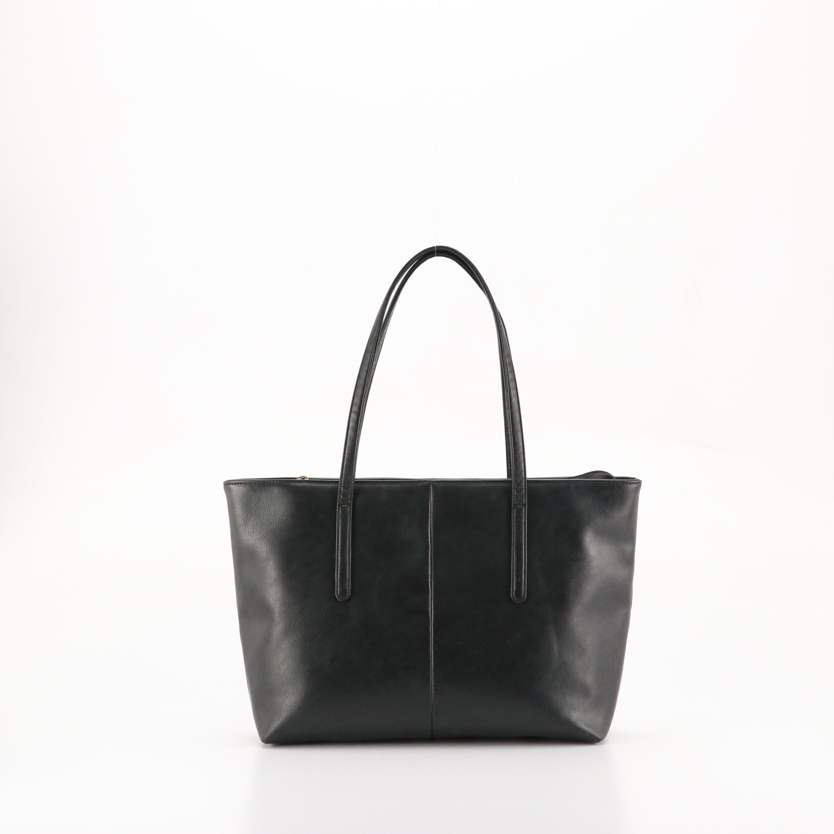 Gianni Valentino Shoulder Tote in Black Faux Leather