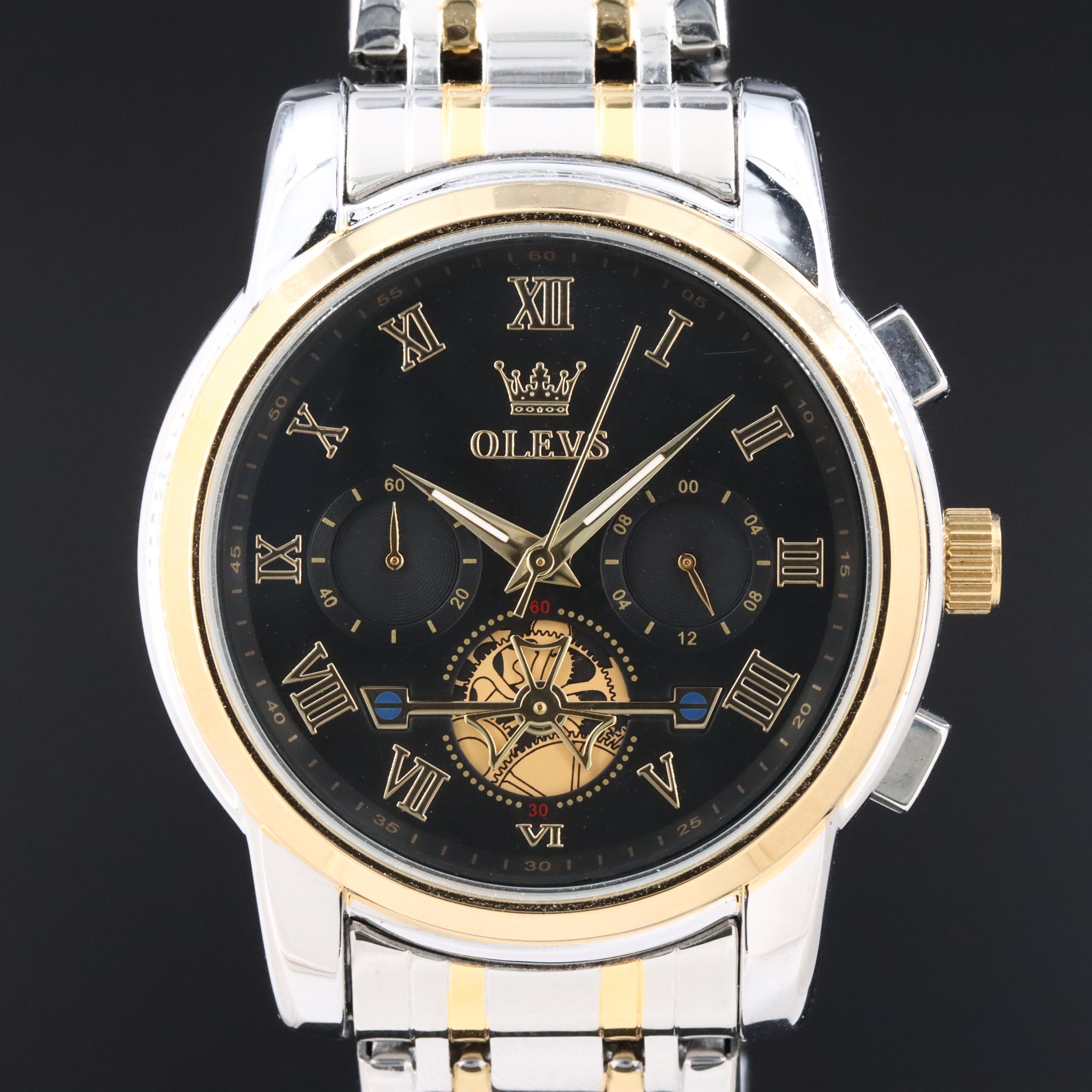 OLEVS Two Tone Chronograph Watch