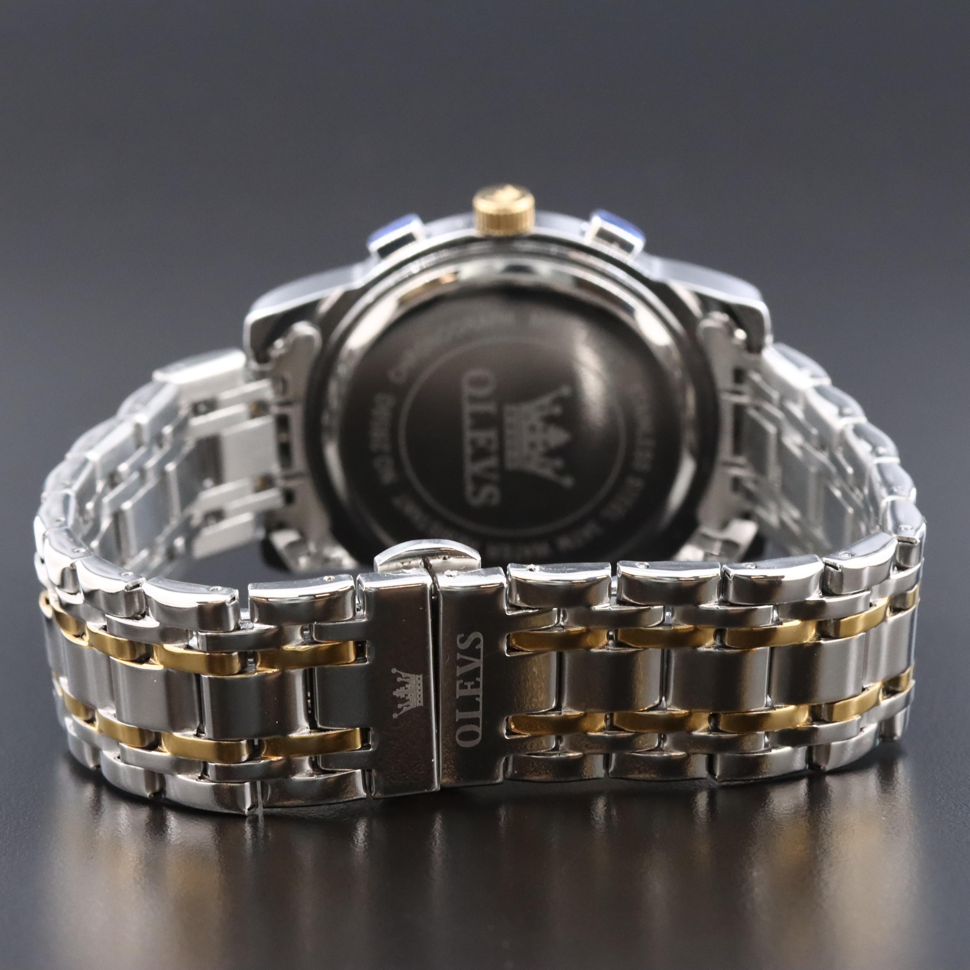 OLEVS Two Tone Chronograph Watch