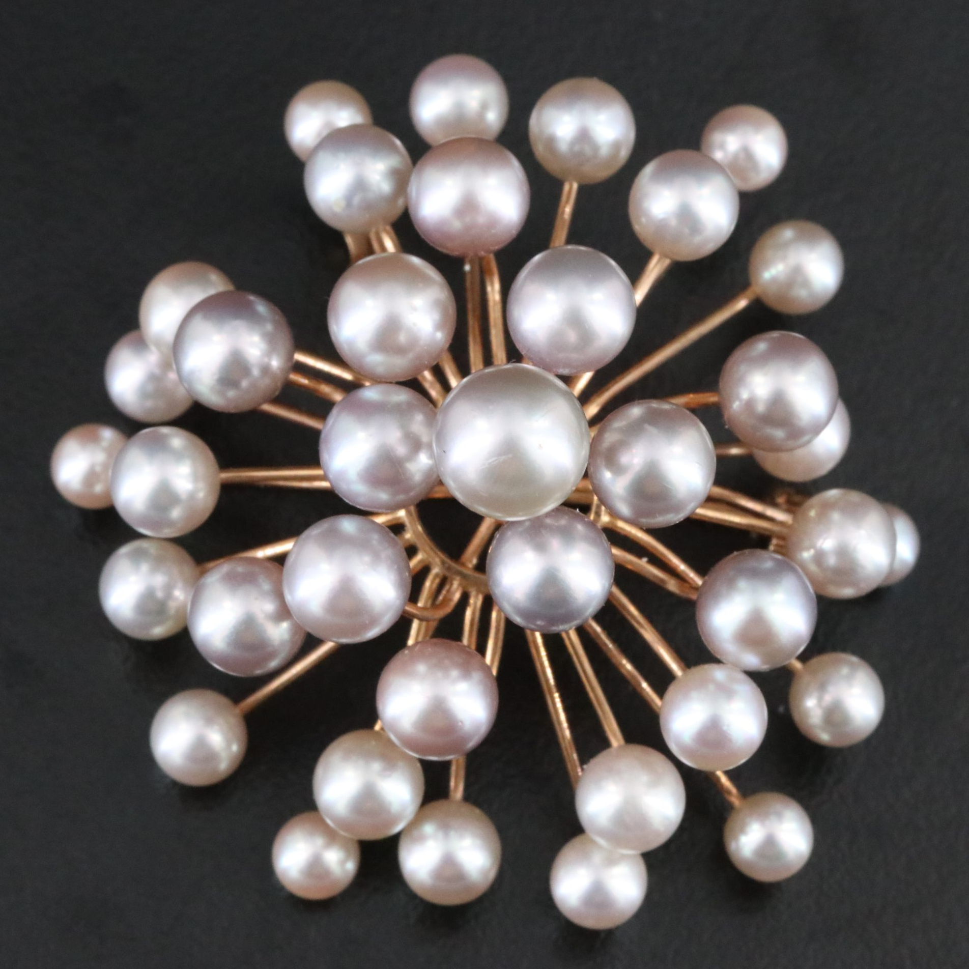14K Pearl Spray Converter Brooch