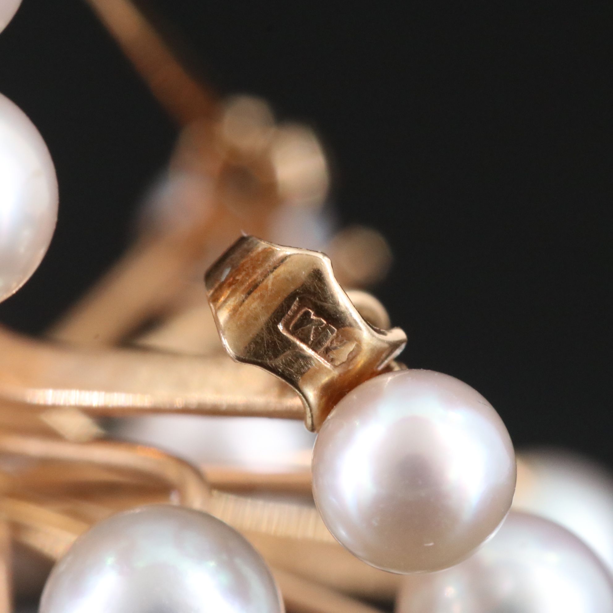 14K Pearl Spray Converter Brooch