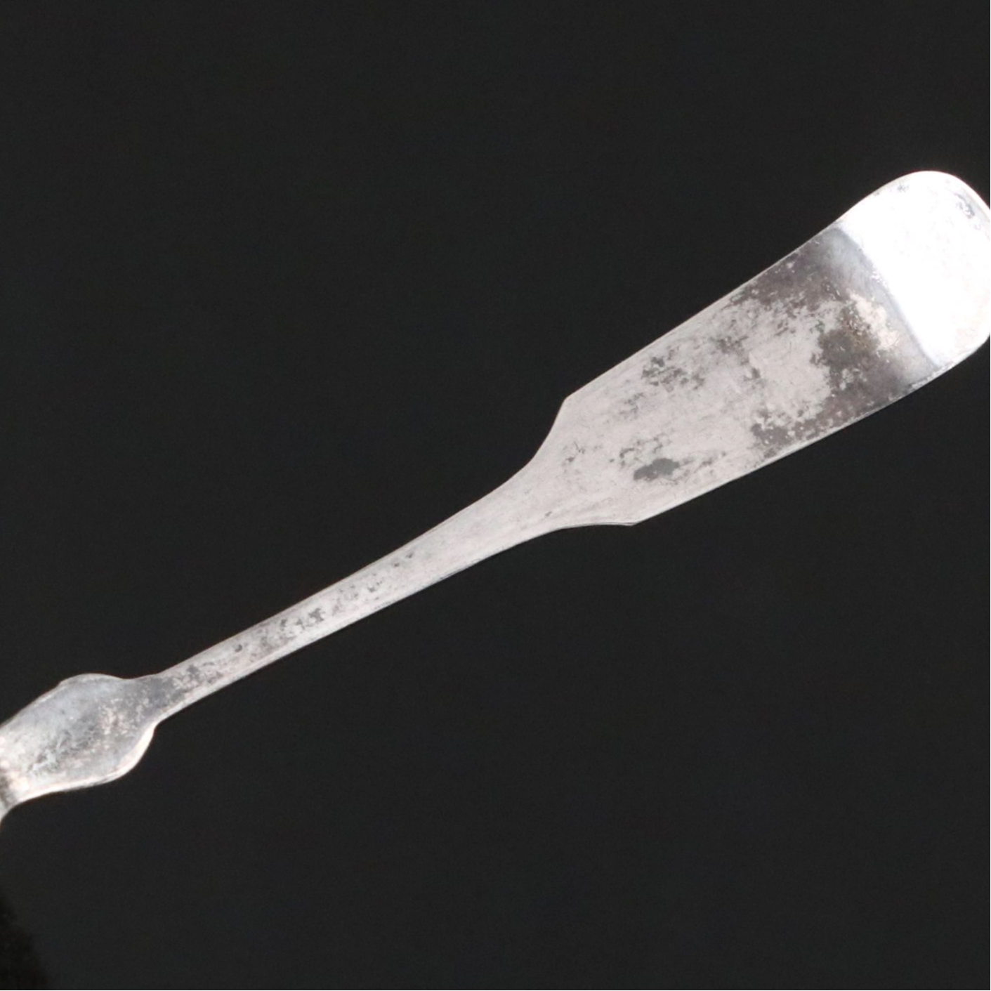 Miniature American Coin Silver Fiddle Handled Spoon, Mid-19th Century