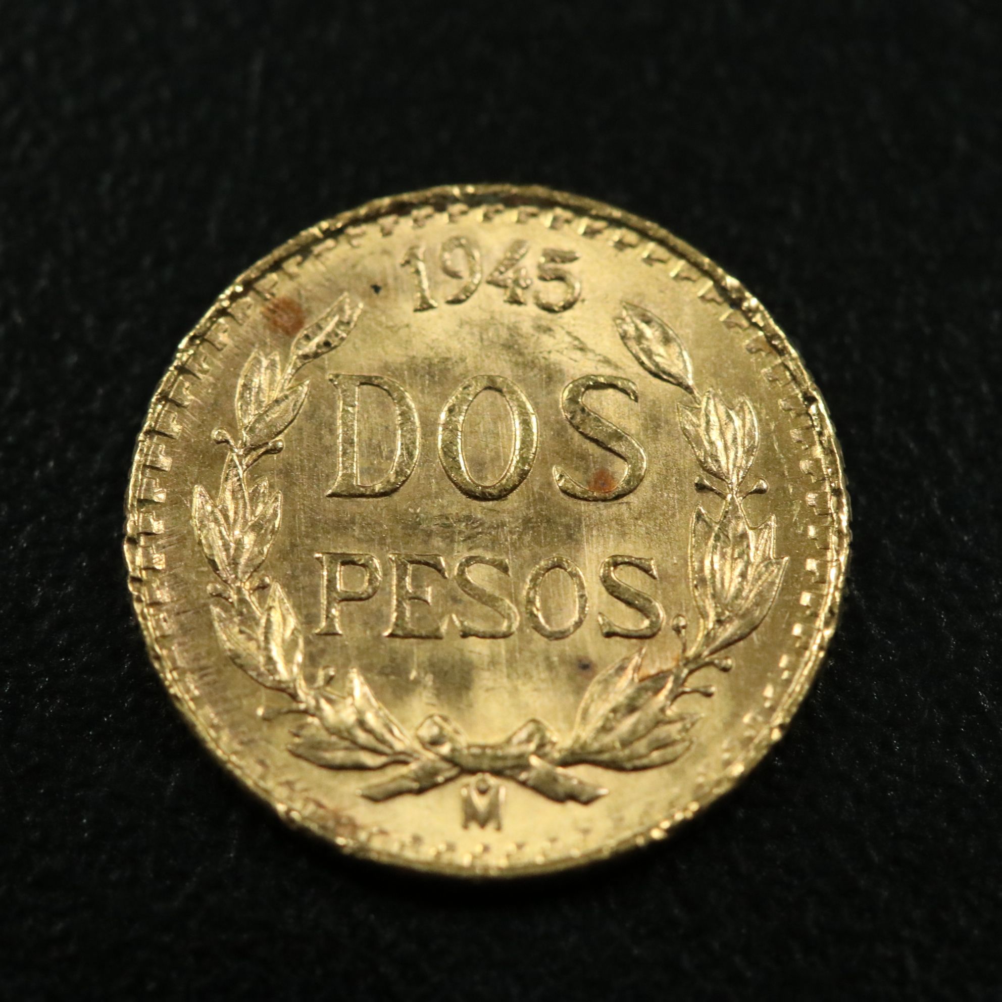 1945 Mexican Dos Pesos Gold Coin Re-strike