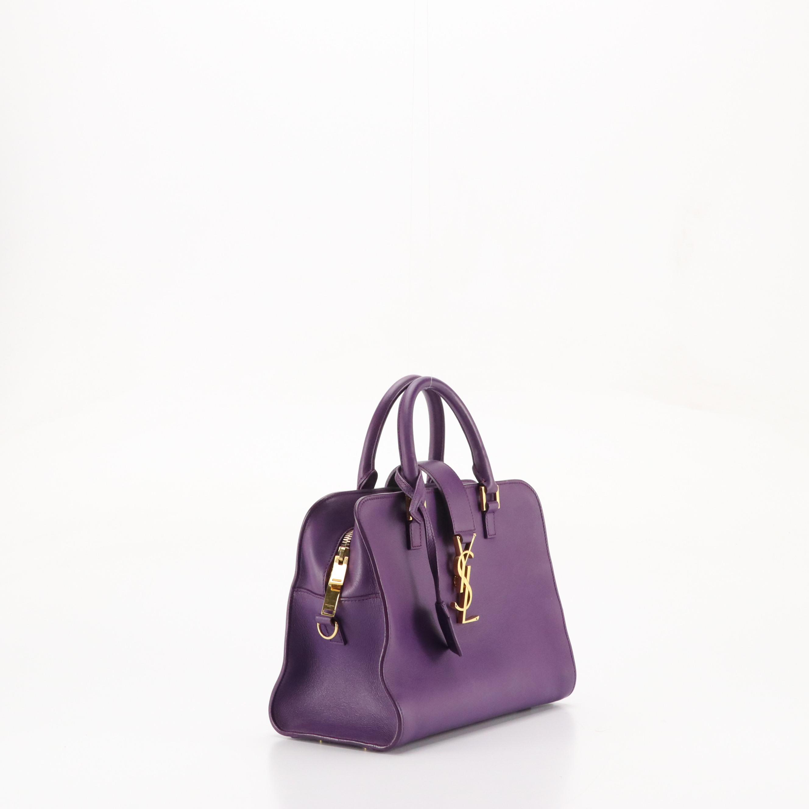 Saint Laurent Small Cabas Chyc Two-Way Bag in Purple Calfskin Leather