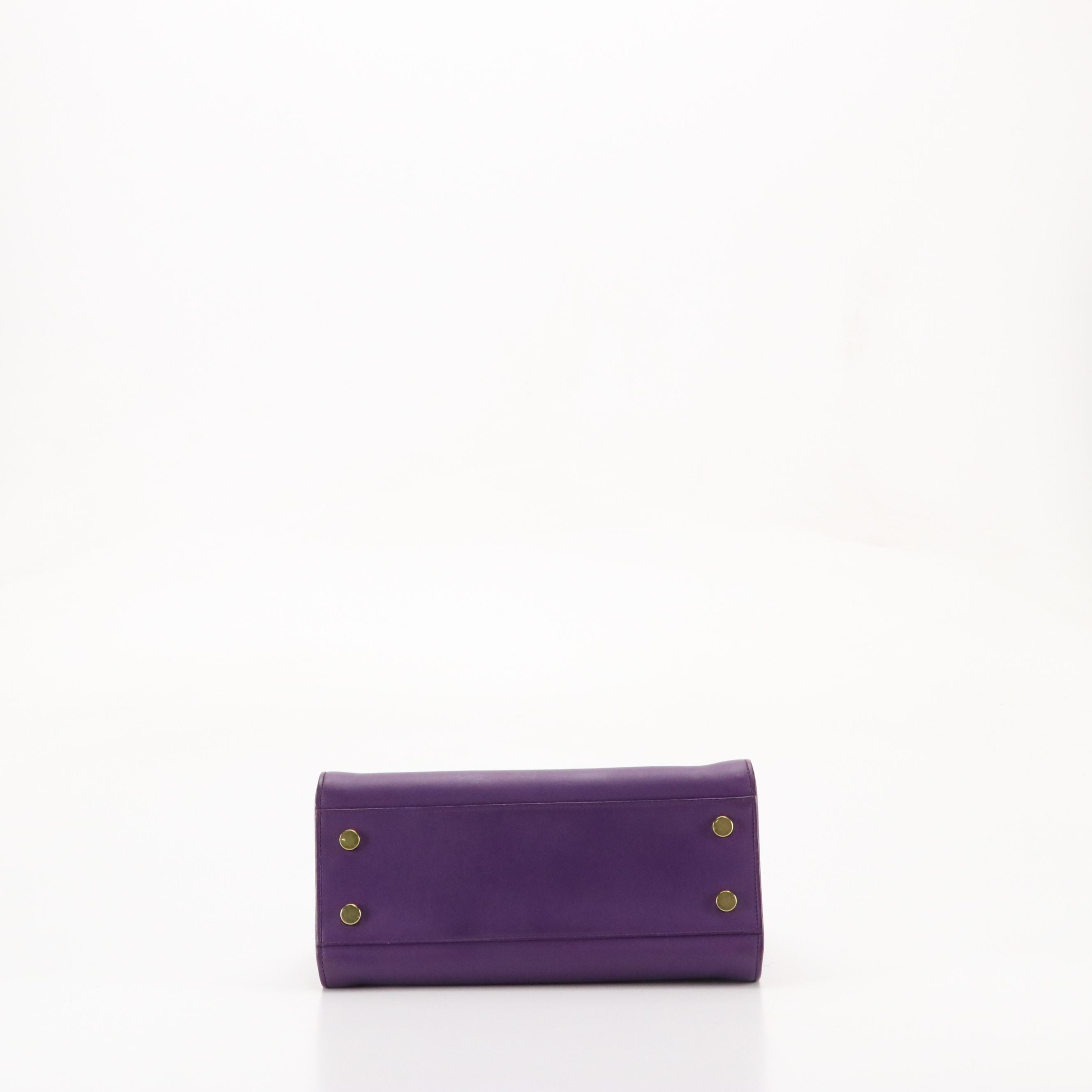 Saint Laurent Small Cabas Chyc Two-Way Bag in Purple Calfskin Leather