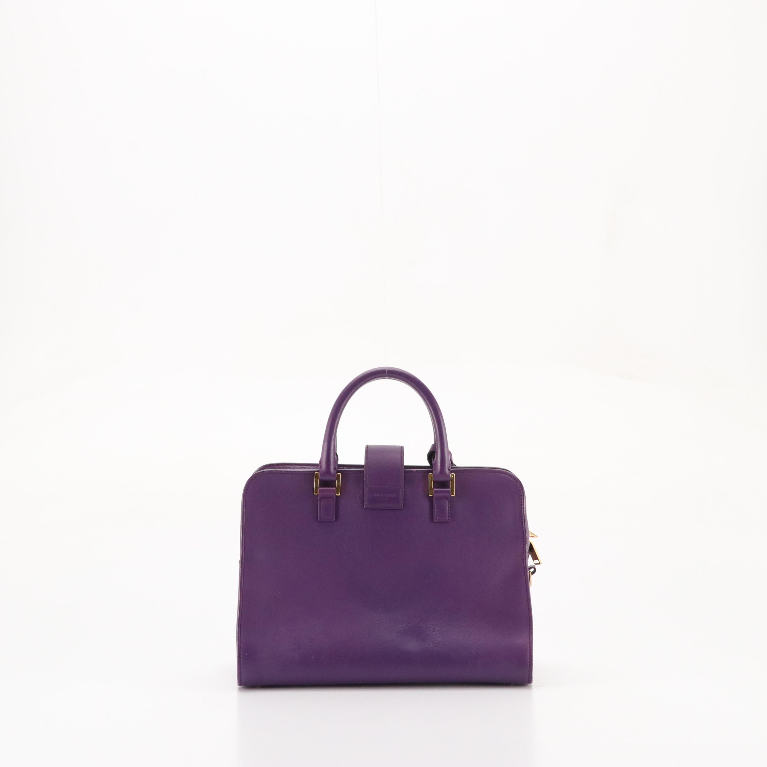Saint Laurent Small Cabas Chyc Two-Way Bag in Purple Calfskin Leather