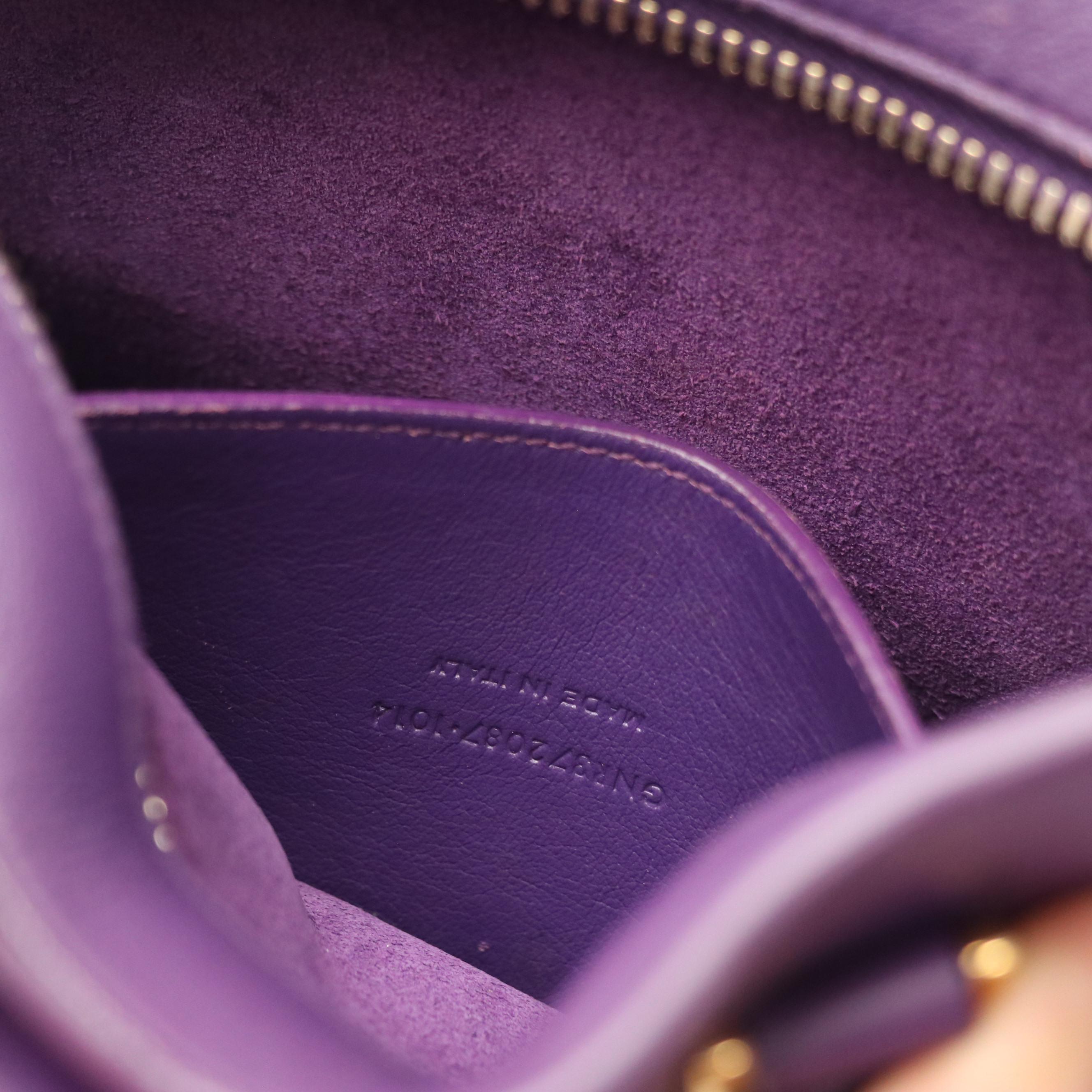 Saint Laurent Small Cabas Chyc Two-Way Bag in Purple Calfskin Leather
