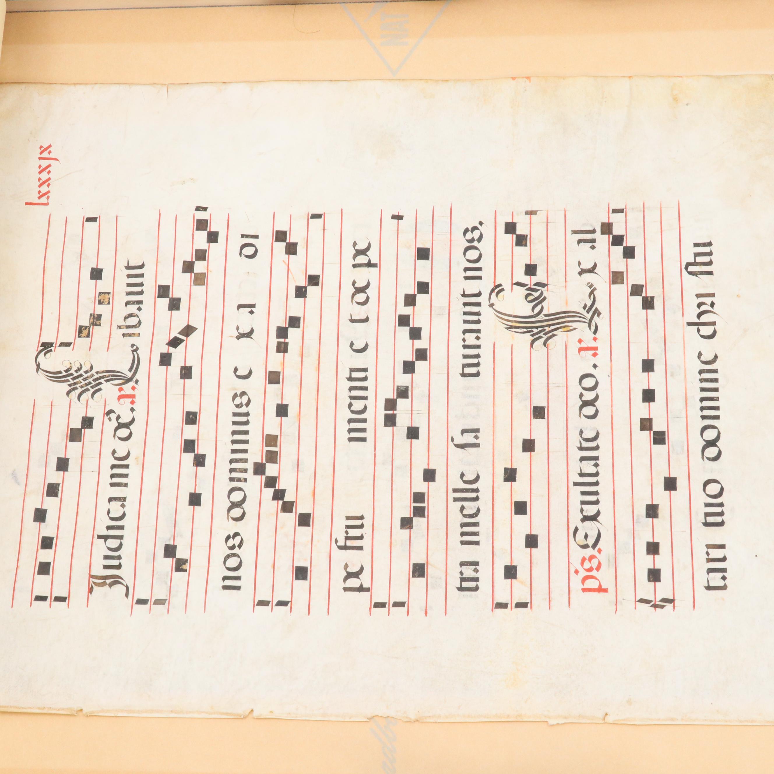 Illuminated Spanish Antiphonal Leaf on Vellum, Circa Mid-16th Century