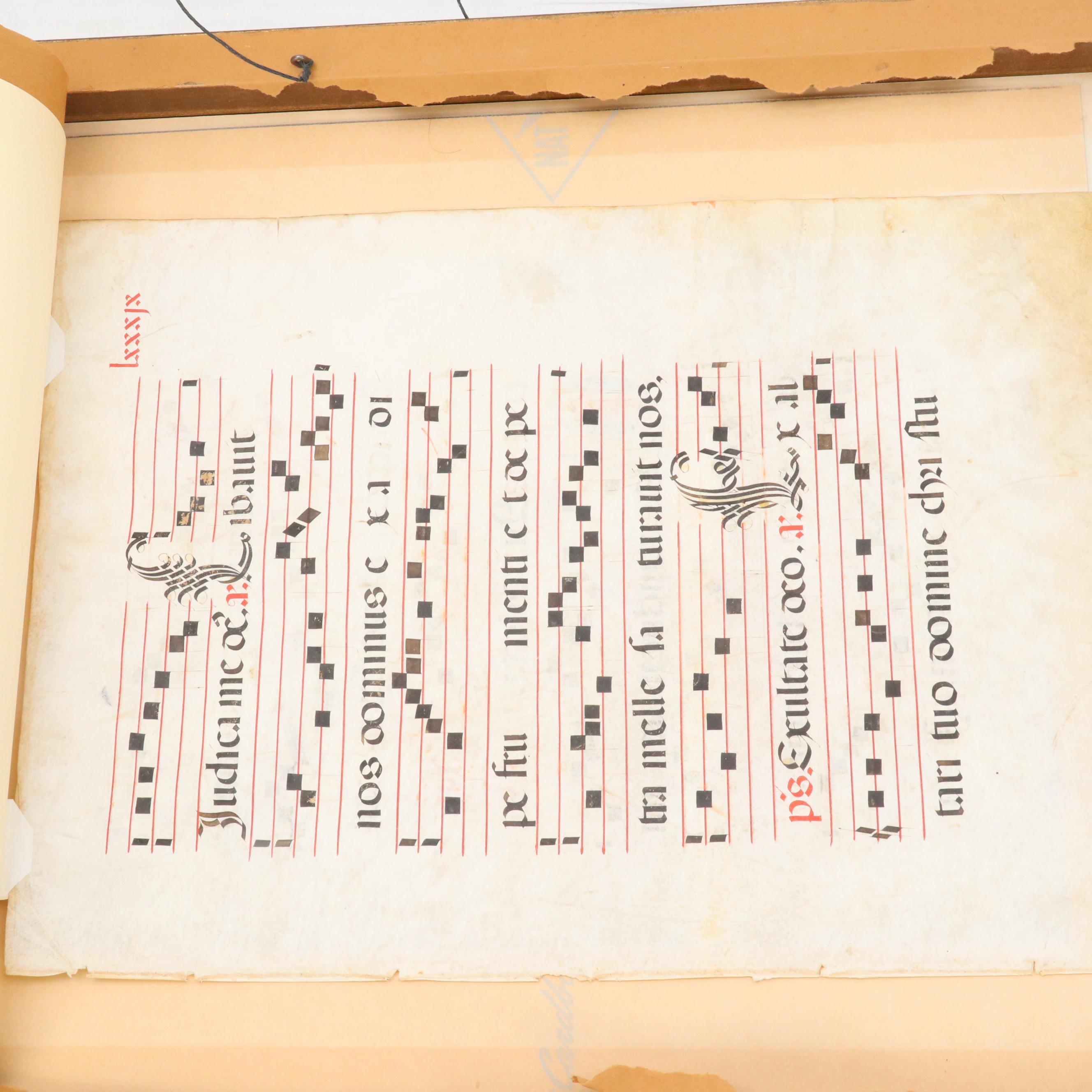 Illuminated Spanish Antiphonal Leaf on Vellum, Circa Mid-16th Century