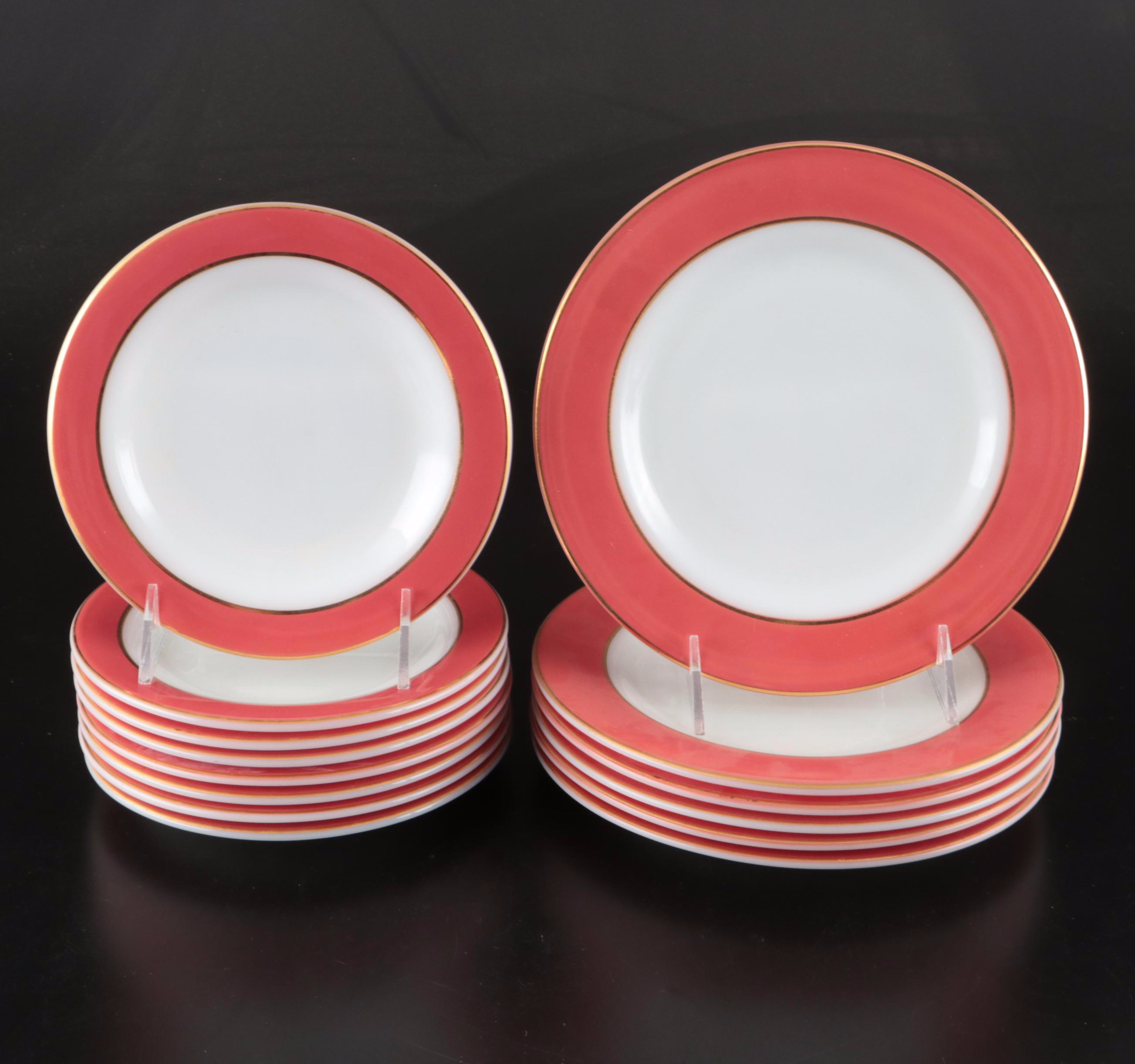 Pyrex "Flamingo Gold Trim" Borosilicate Glass Dinnerware, 1952-1956