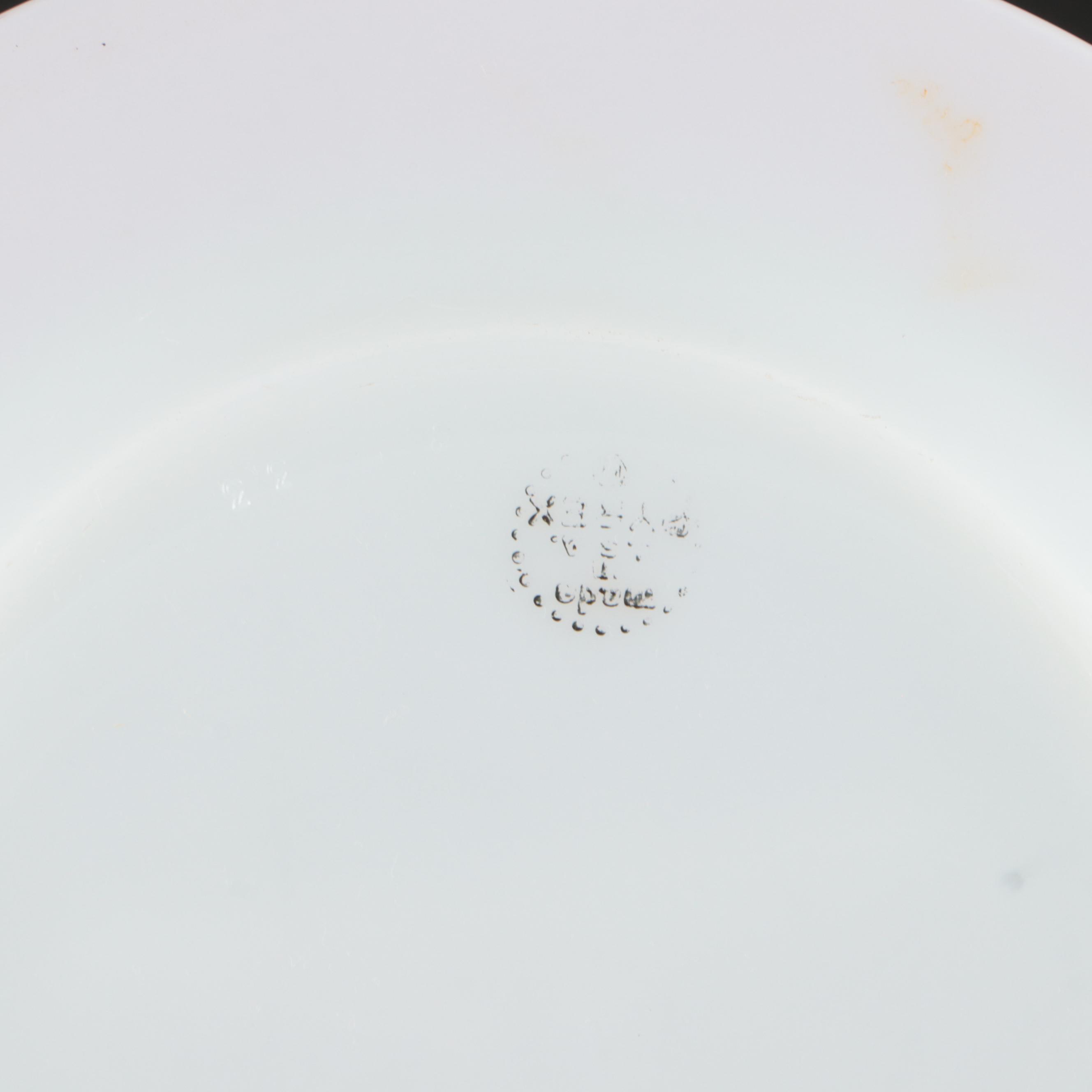 Pyrex "Flamingo Gold Trim" Borosilicate Glass Dinnerware, 1952-1956