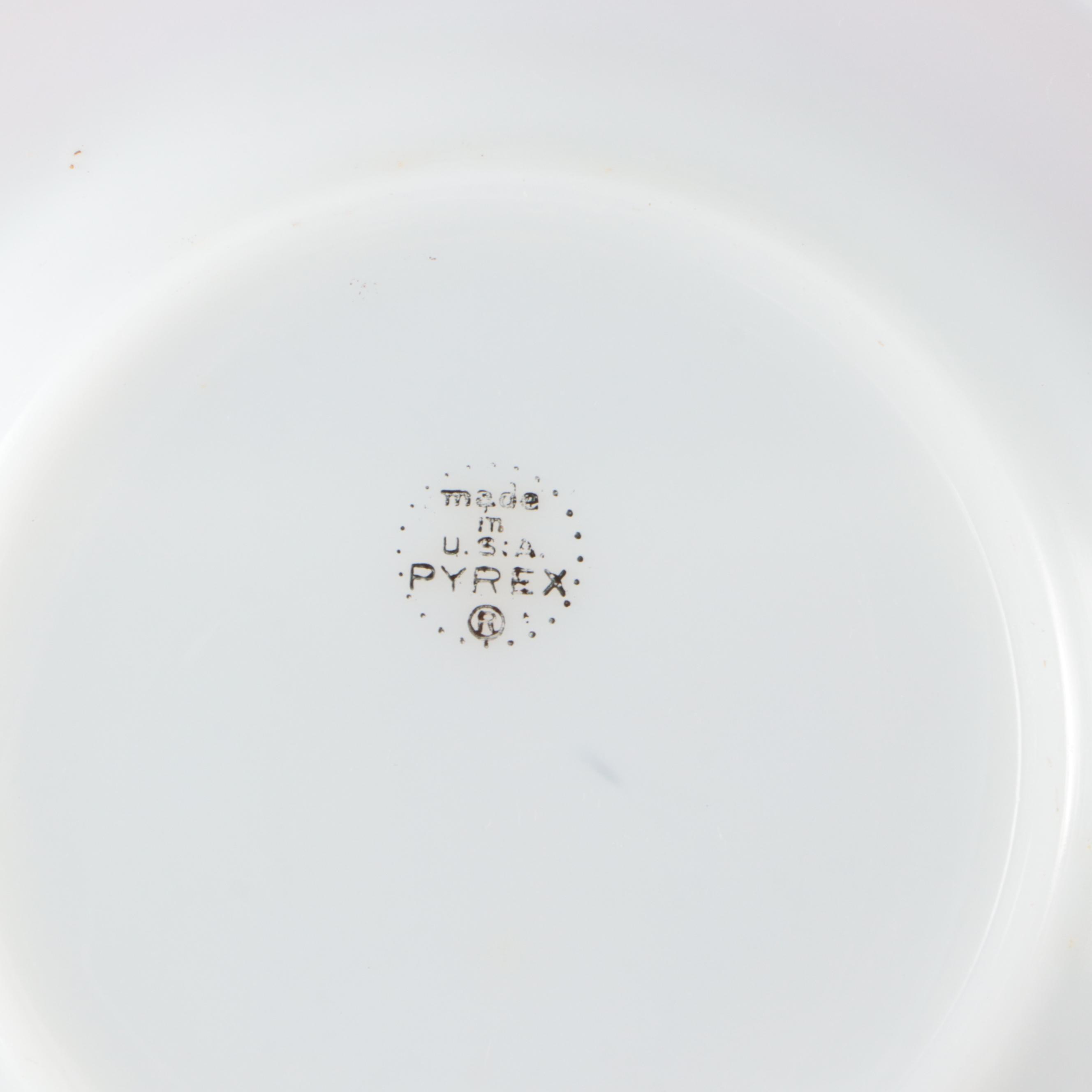 Pyrex "Flamingo Gold Trim" Borosilicate Glass Dinnerware, 1952-1956