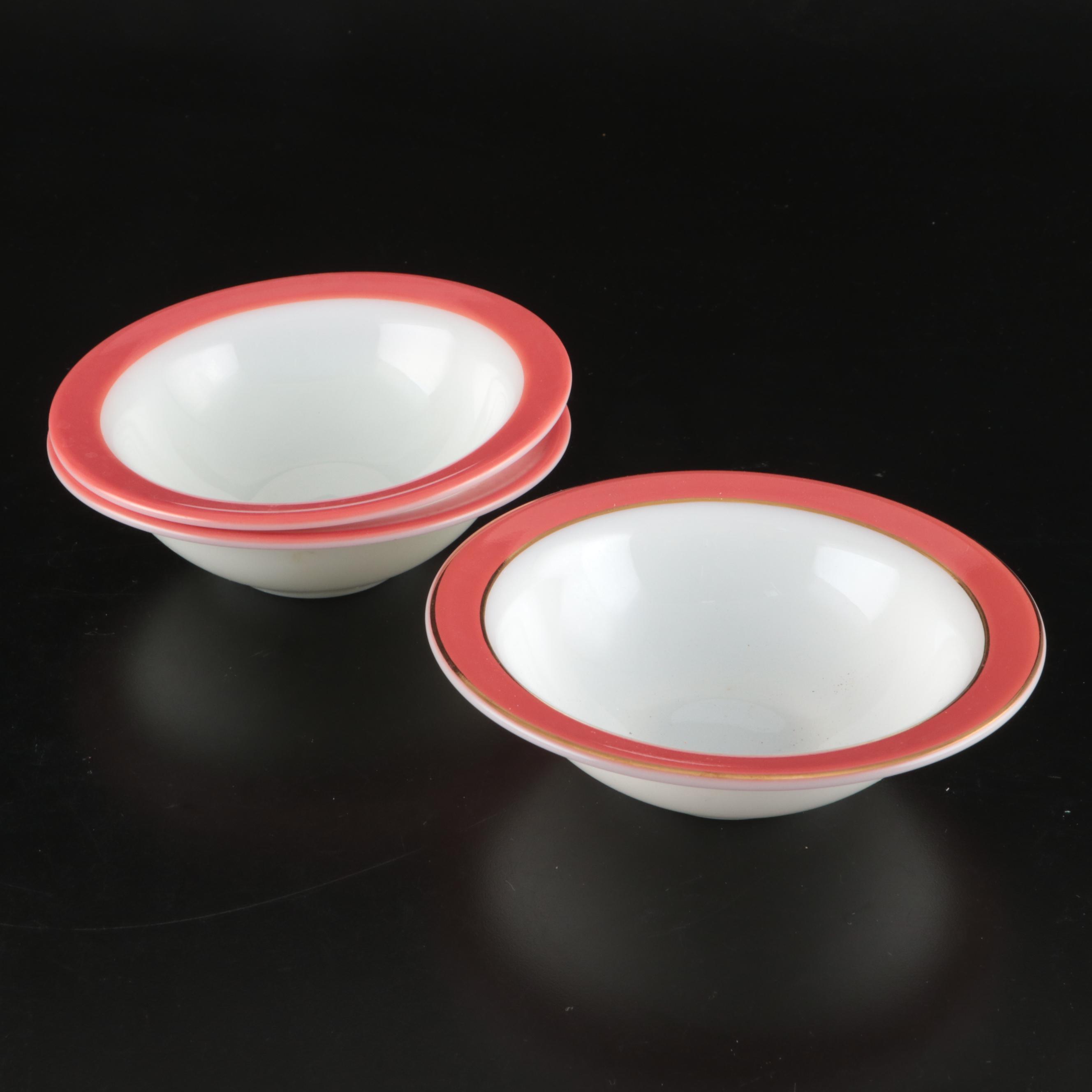 Pyrex "Flamingo Gold Trim" Borosilicate Glass Dinnerware, 1952-1956