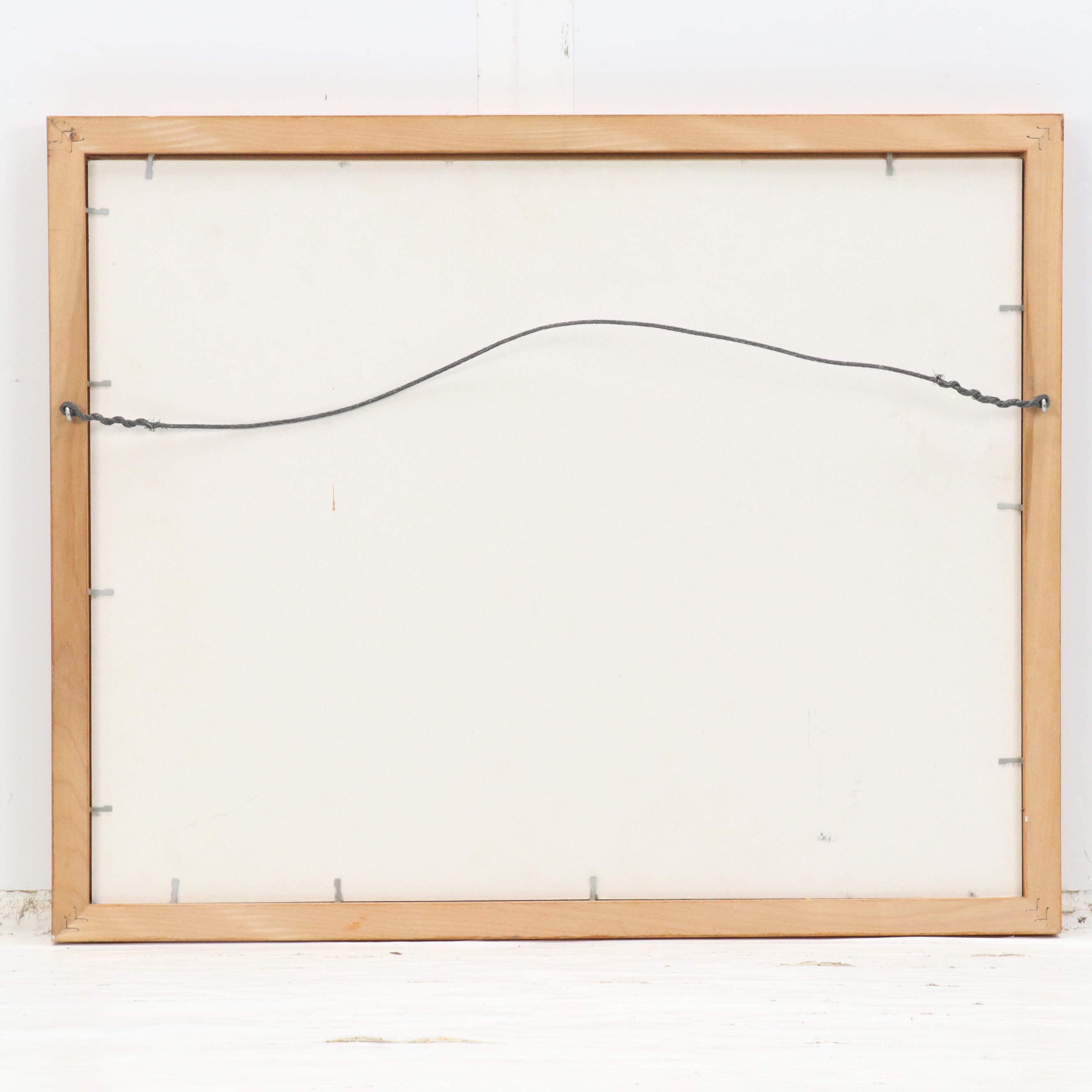 Folk Art Style Watercolor Painting of Livestock in Pasture