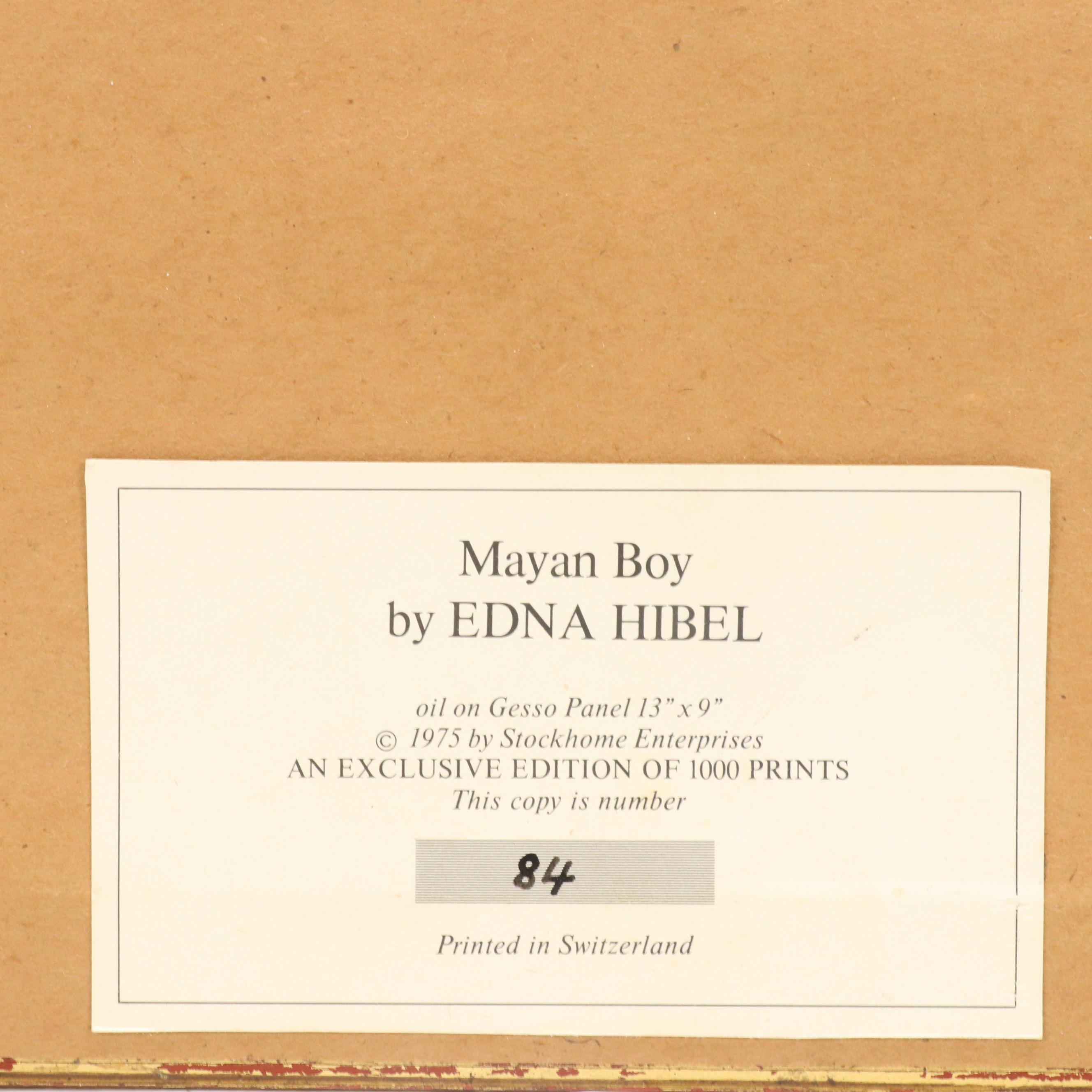 Portrait Offset Lithograph After Edna Hibel "Mayan Boy," 21st Century