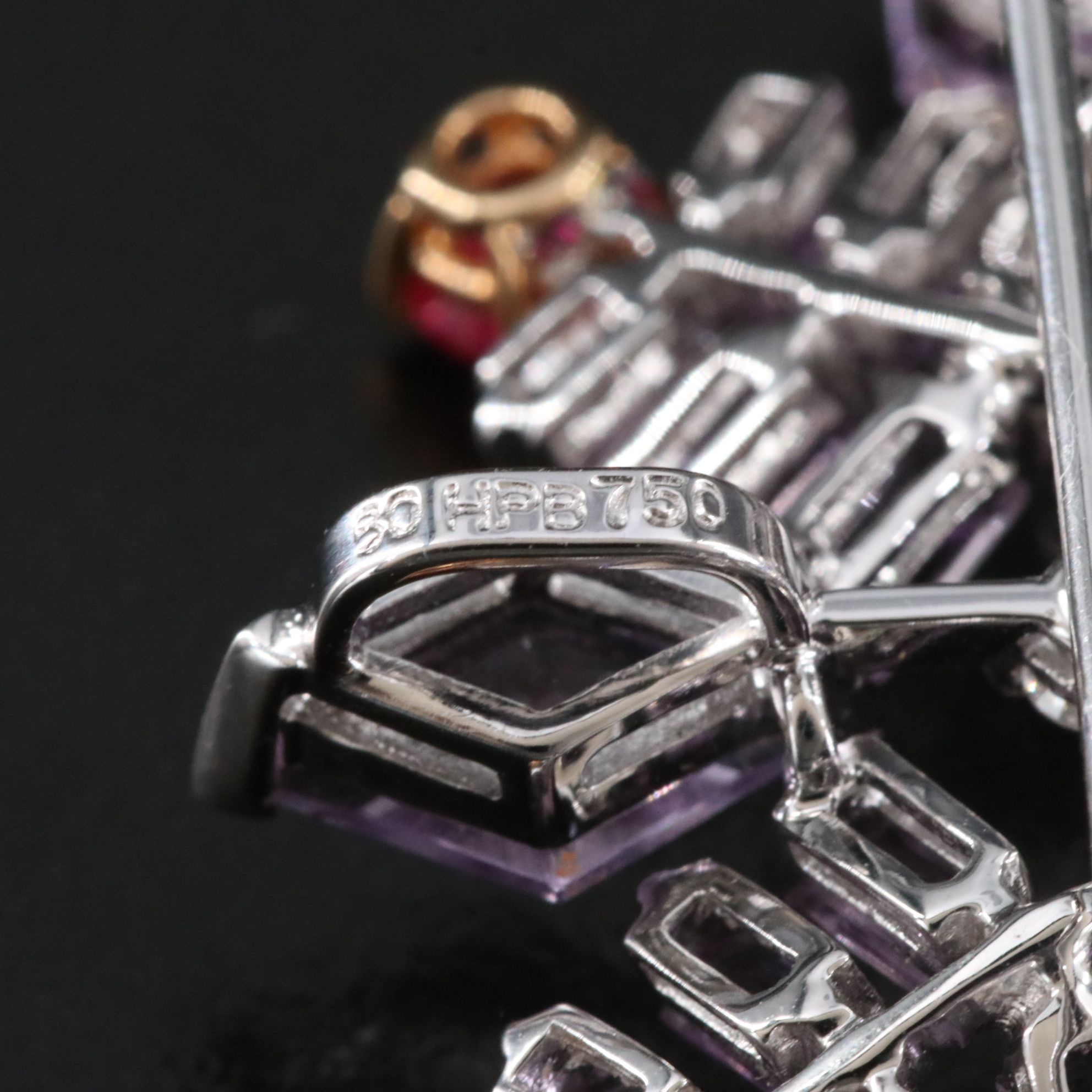 Hans Paul Buchwald 18K Amethyst, Ruby and Diamond Snowflake Converter Brooch